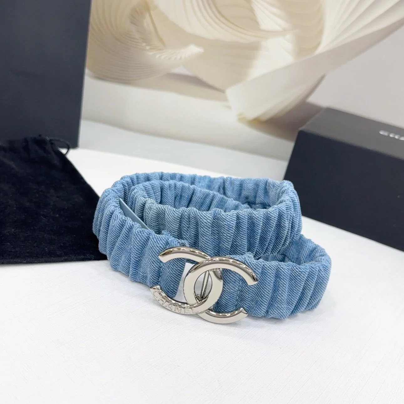 Ch denim belt