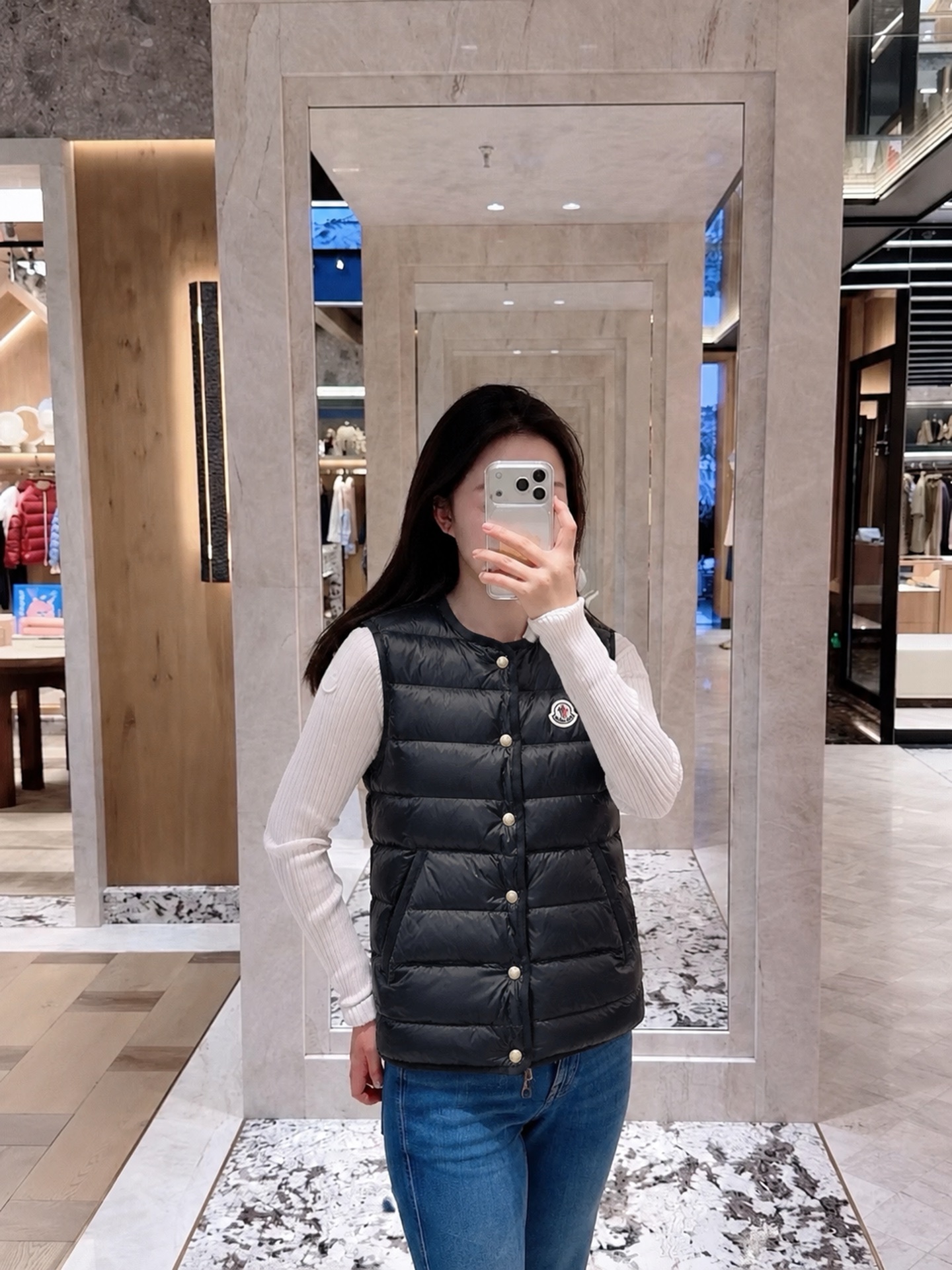 Monc 26fw down vest hooded trench coats sets