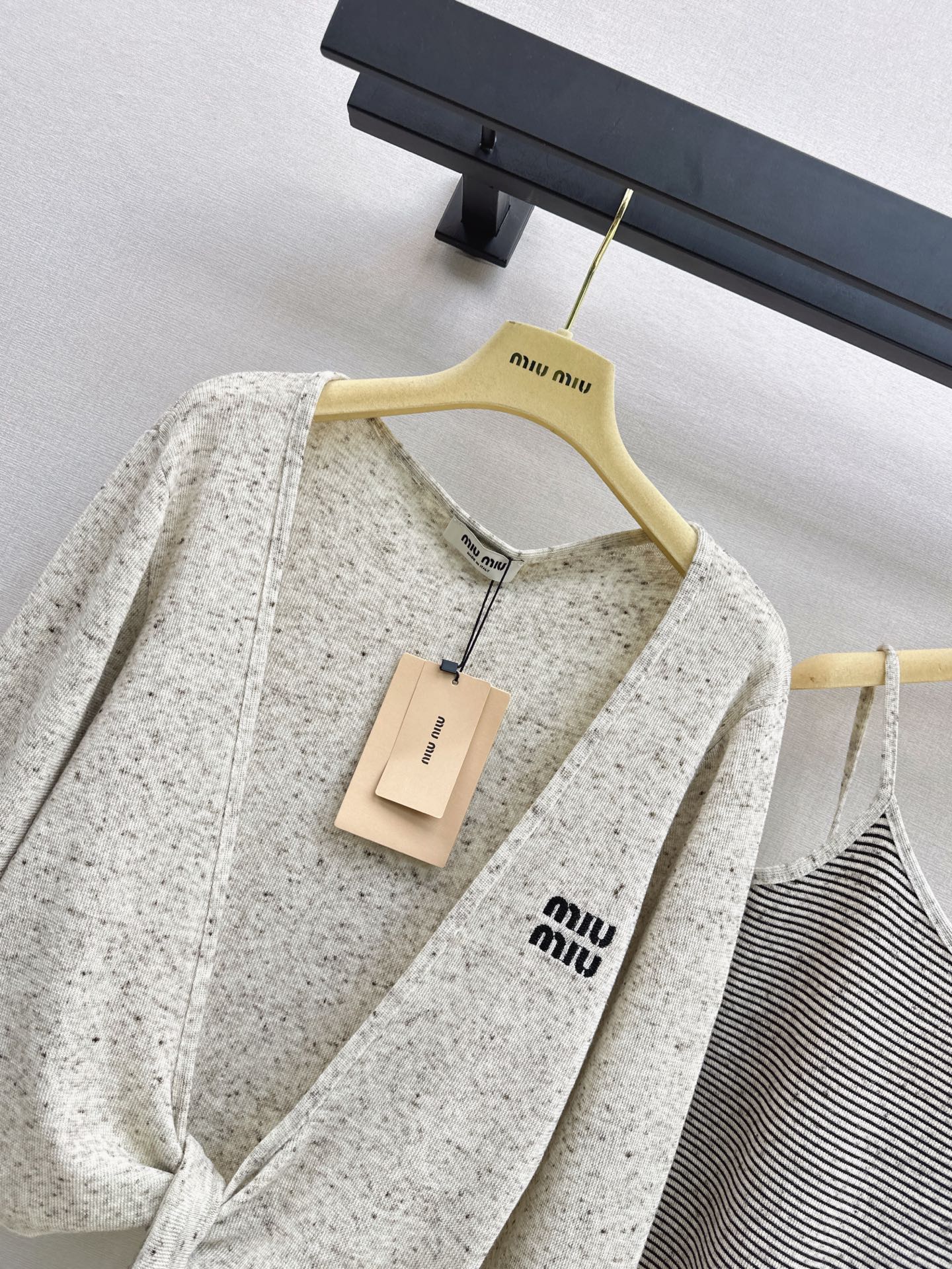 Miu 26fw stripe knit vest cardigan sets