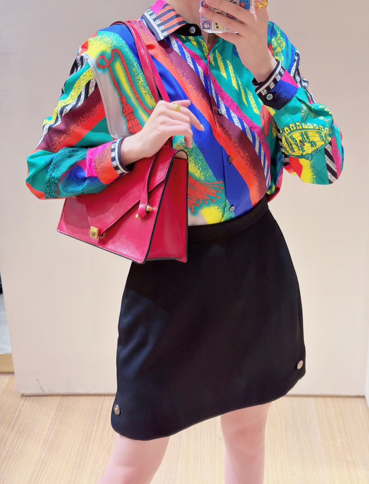 Ver 26fw print silk shirt