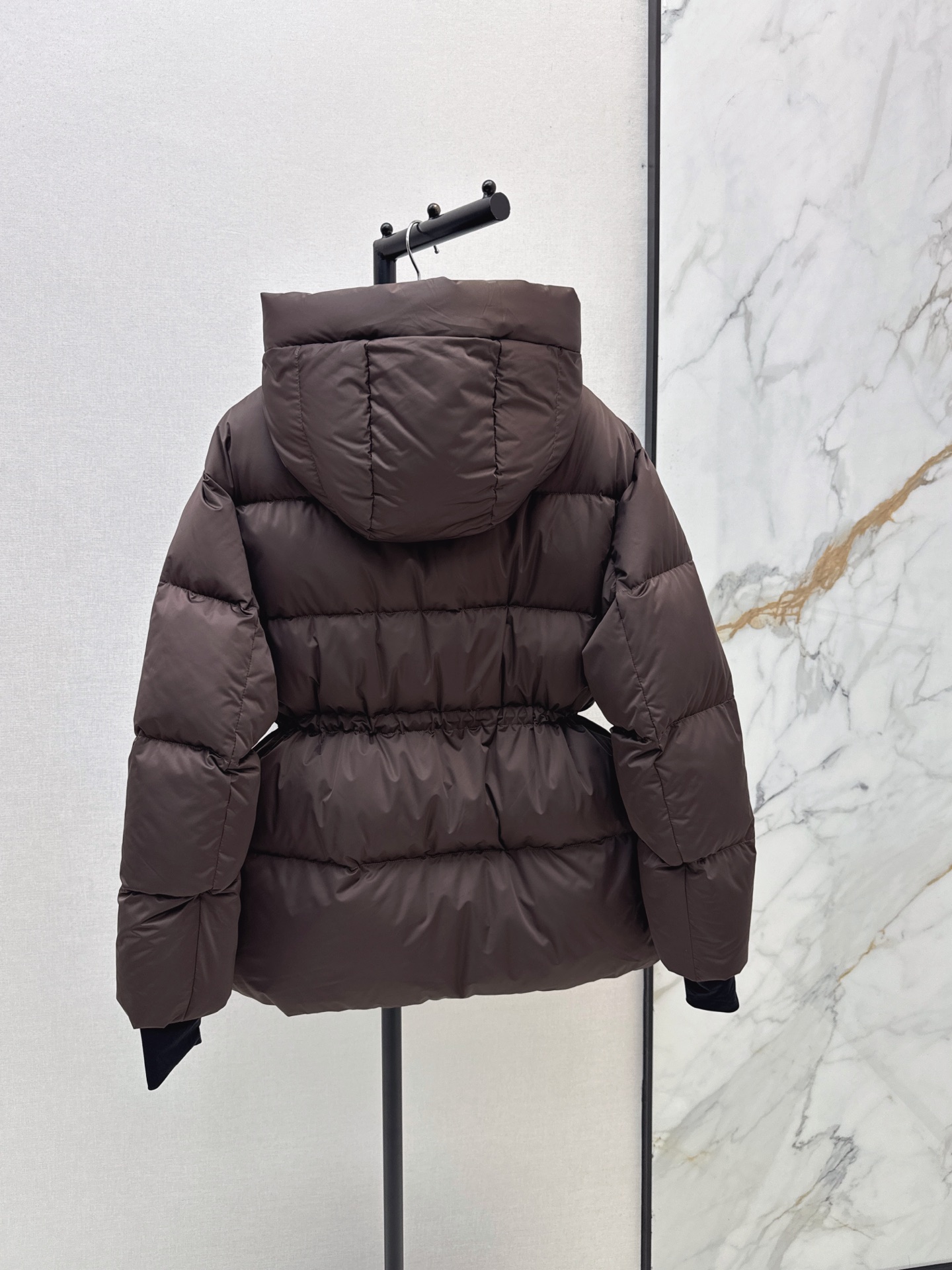 Pra 26fw hooded drawsting down jacket
