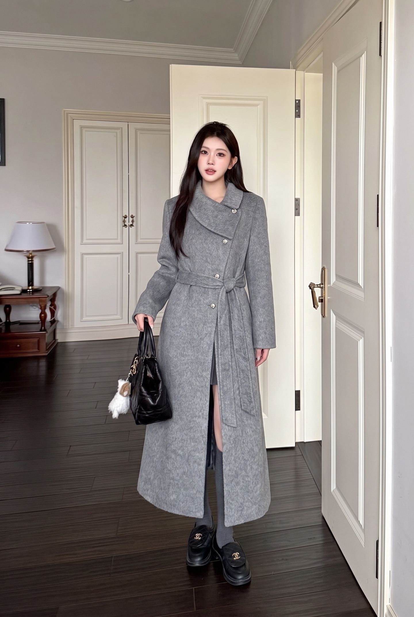 Miu 26fw woolen belted overcoats