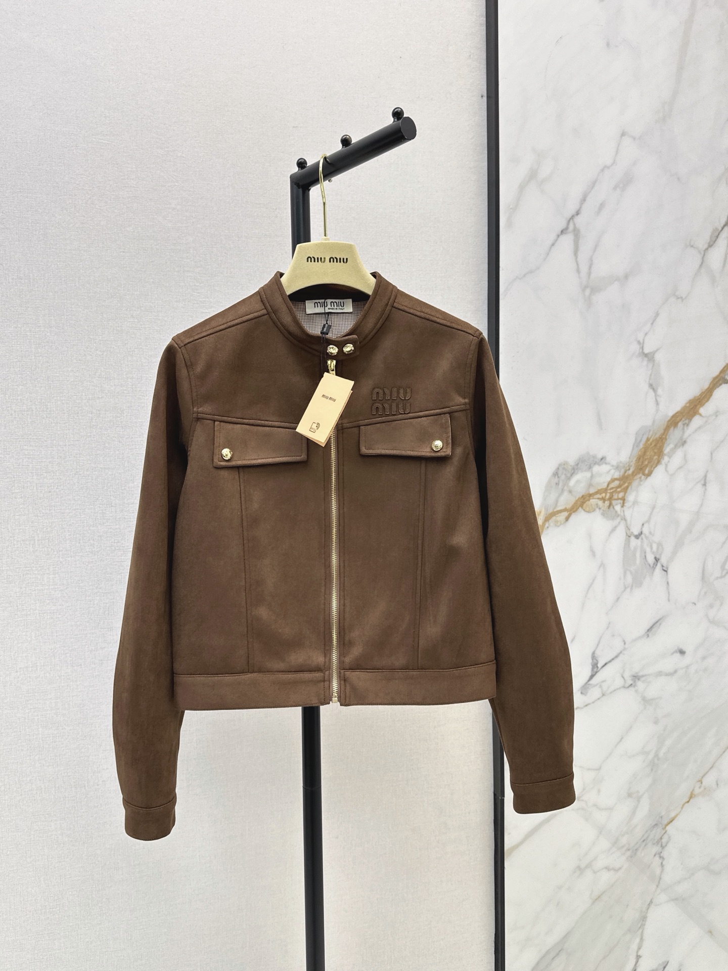 Miu 26fw zip-up cropped jacket