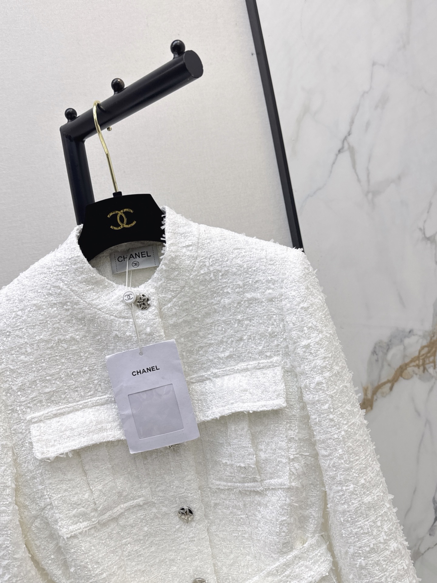 Chan 26fw woven tweed belted jacket