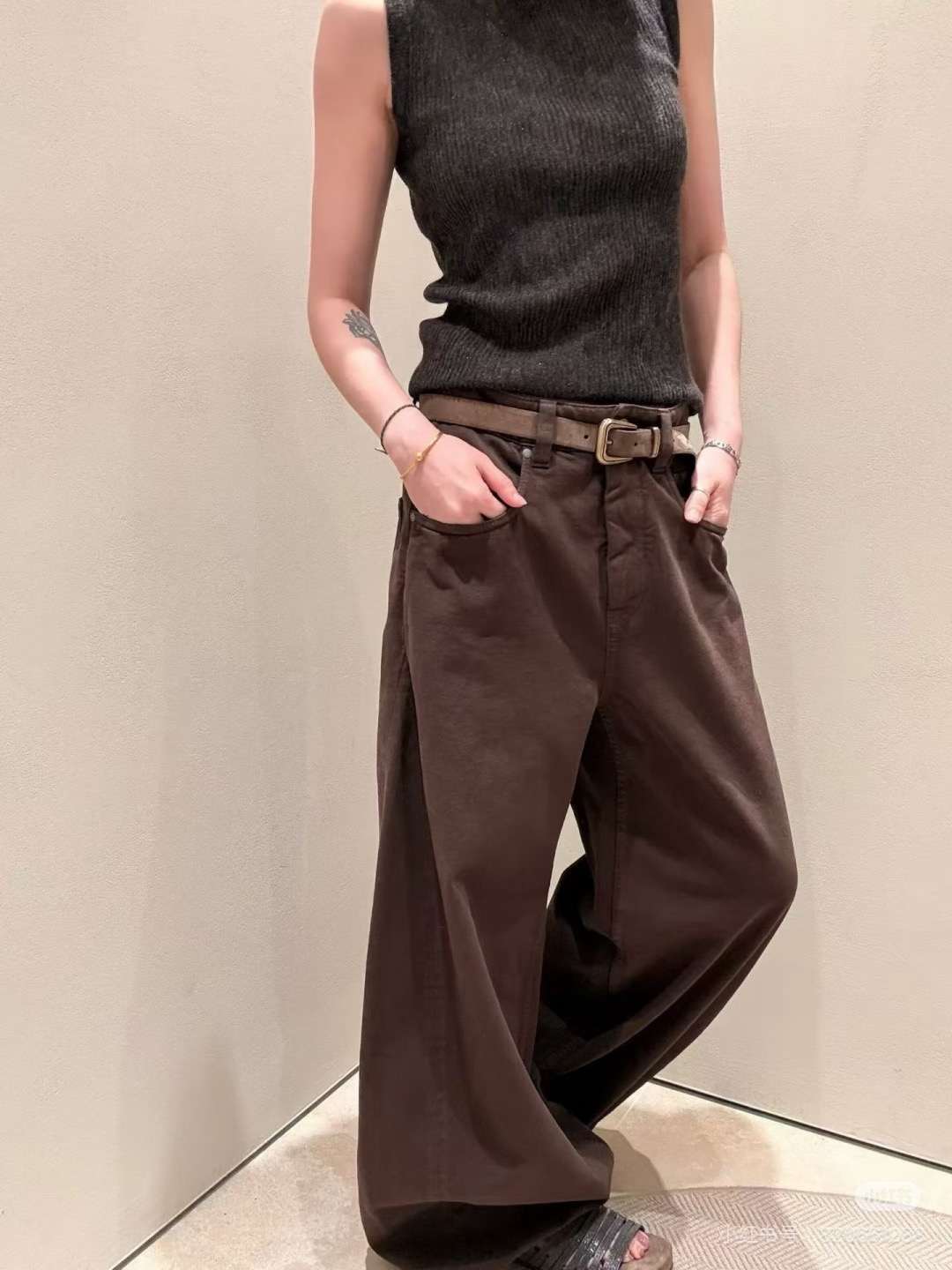 Brun 26fw wide-leg denim pants