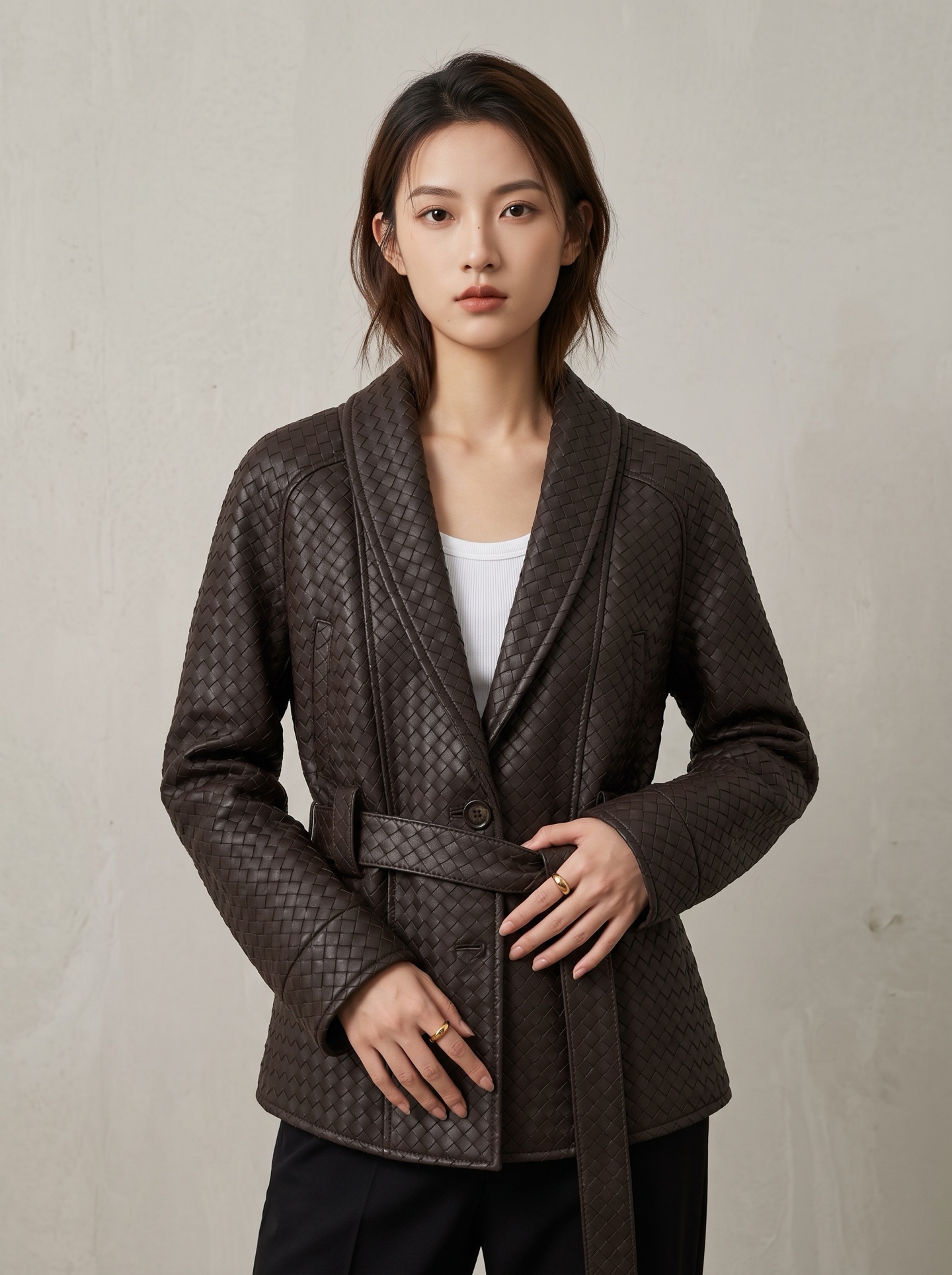 Bott 26ssbelted leather jacket