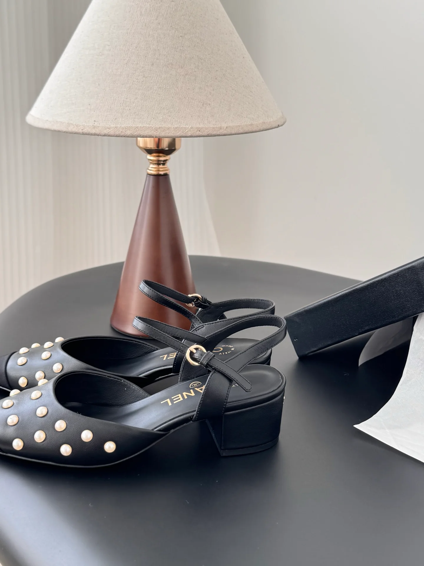 Chan 25fw rhinestones slingback sandals
