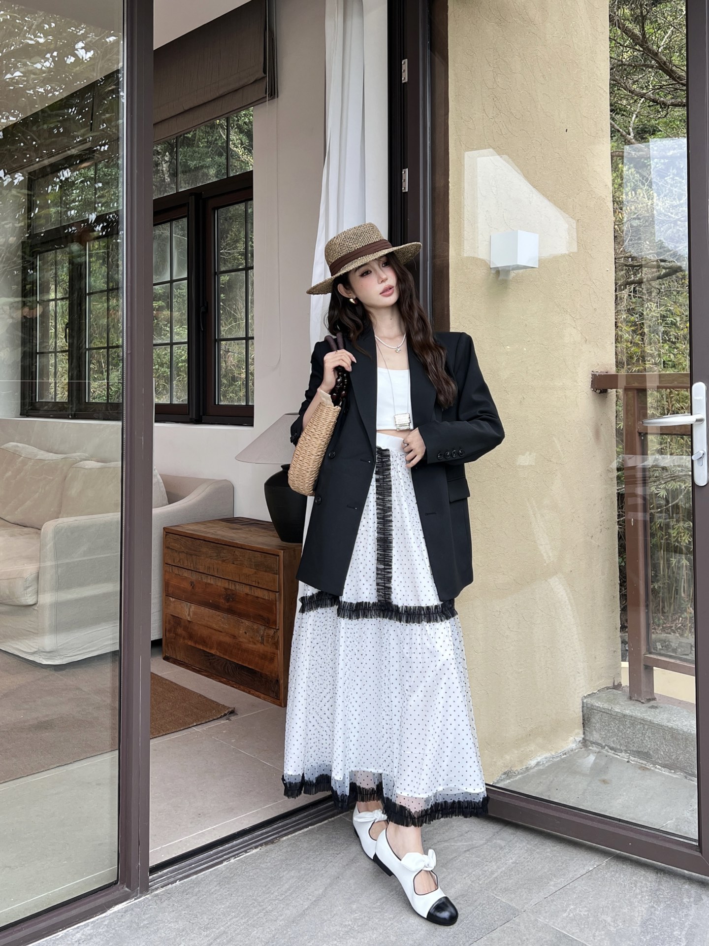 CD 26fw pokla dots mesh skirt