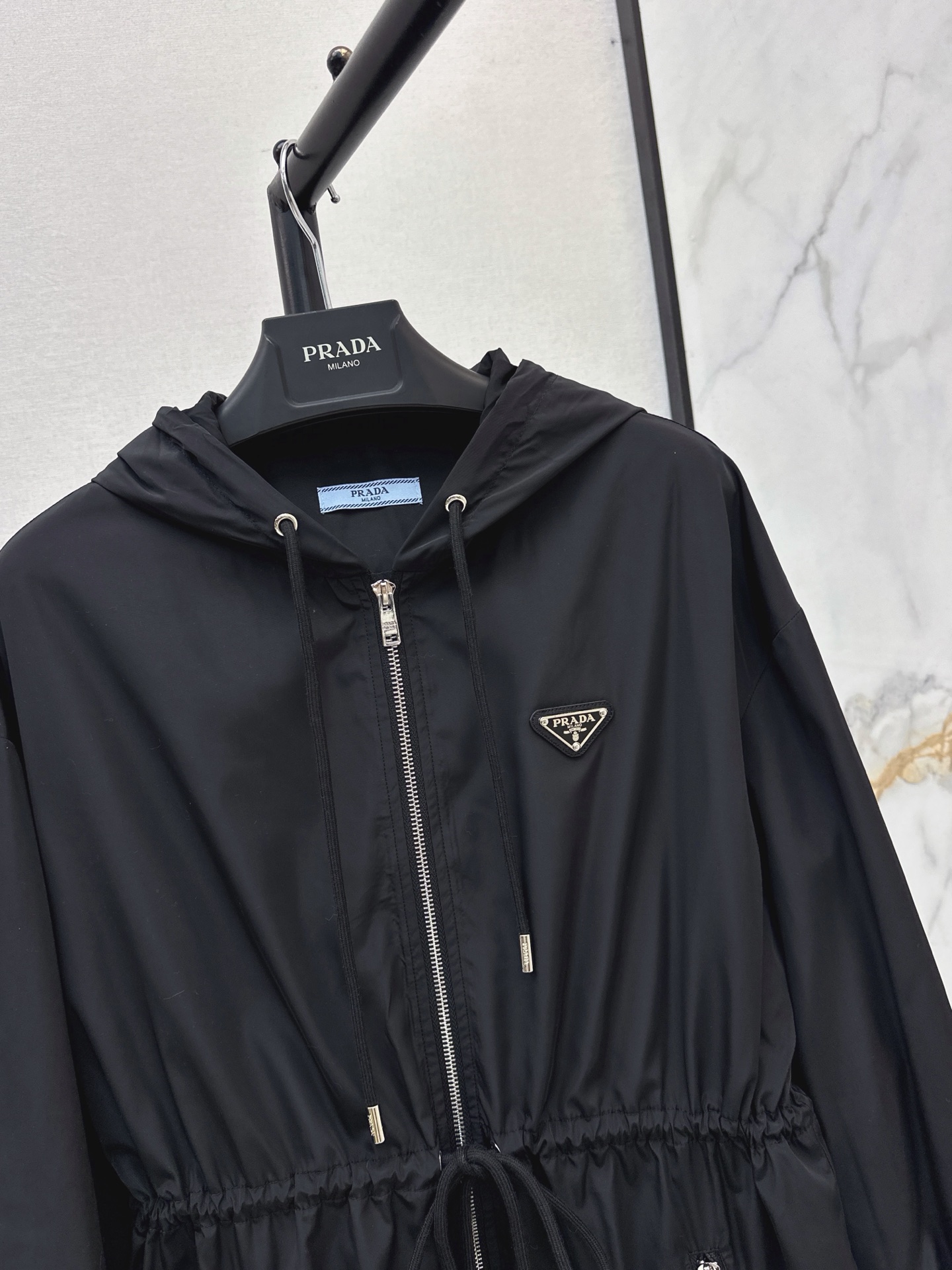 Pra 26fw drawstring hooded trench coats