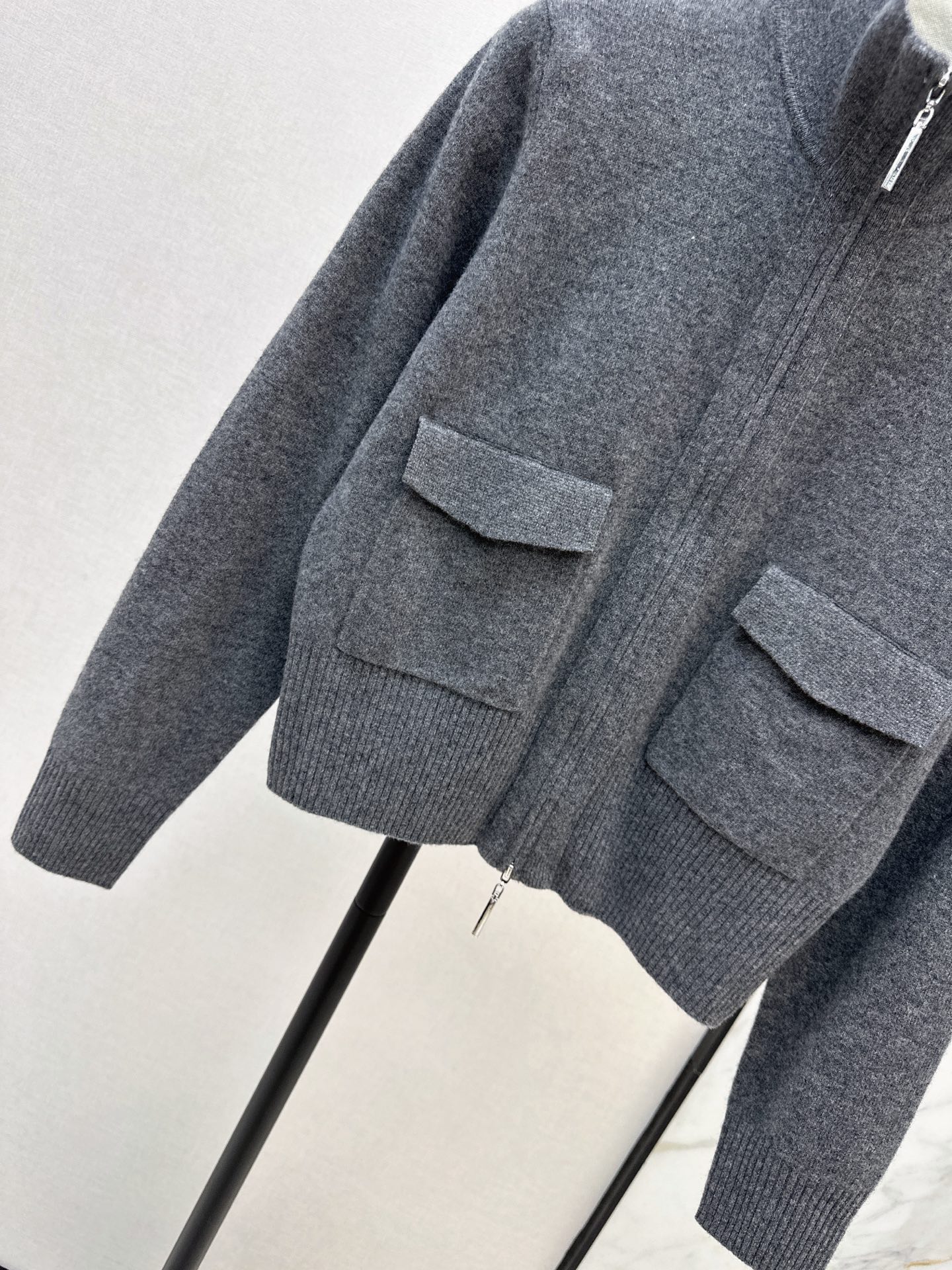 Brun 26fw stand collar knit cardigan