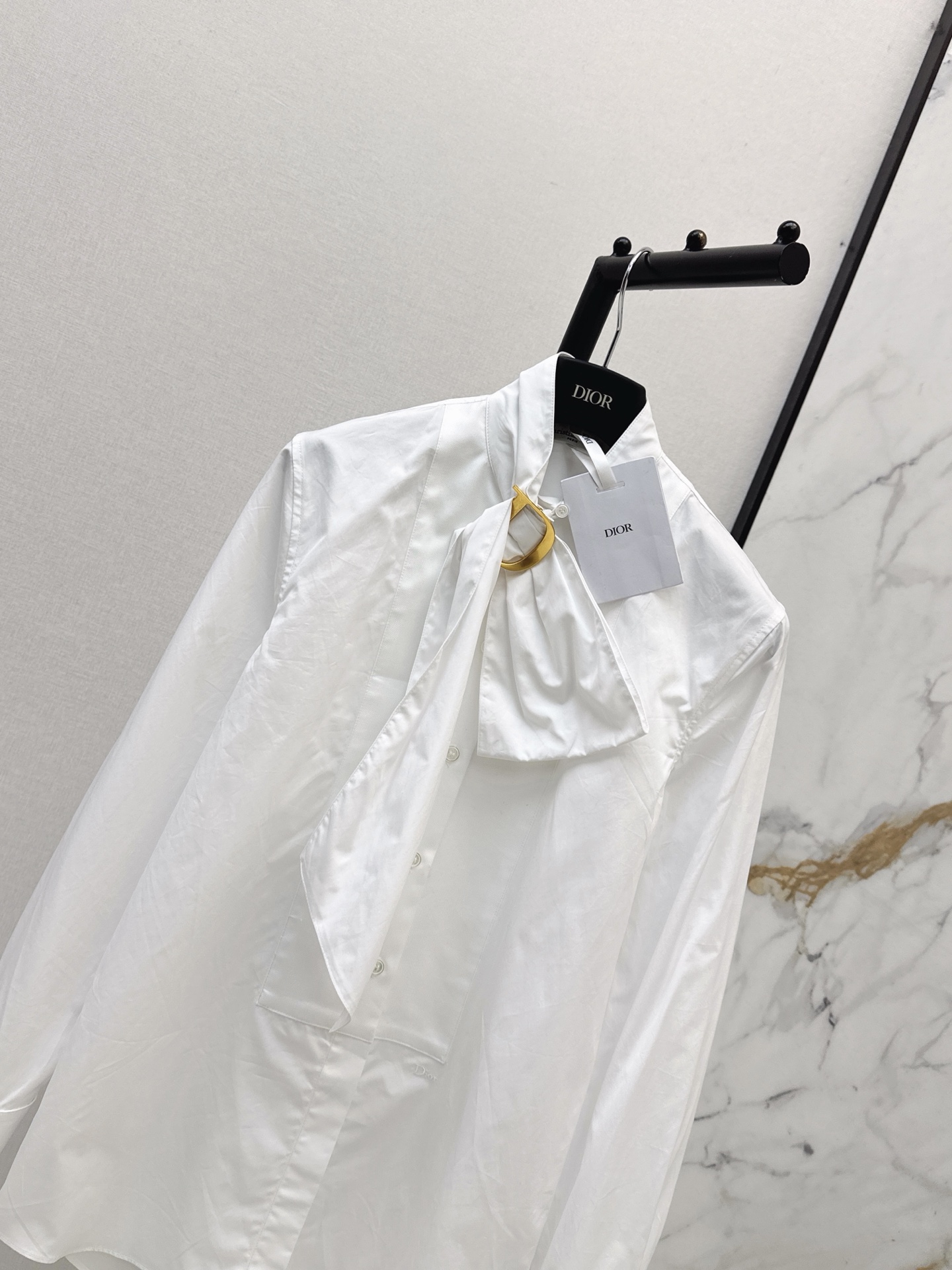 CD 26fw Ring-Detail Tie-Neck Shirt