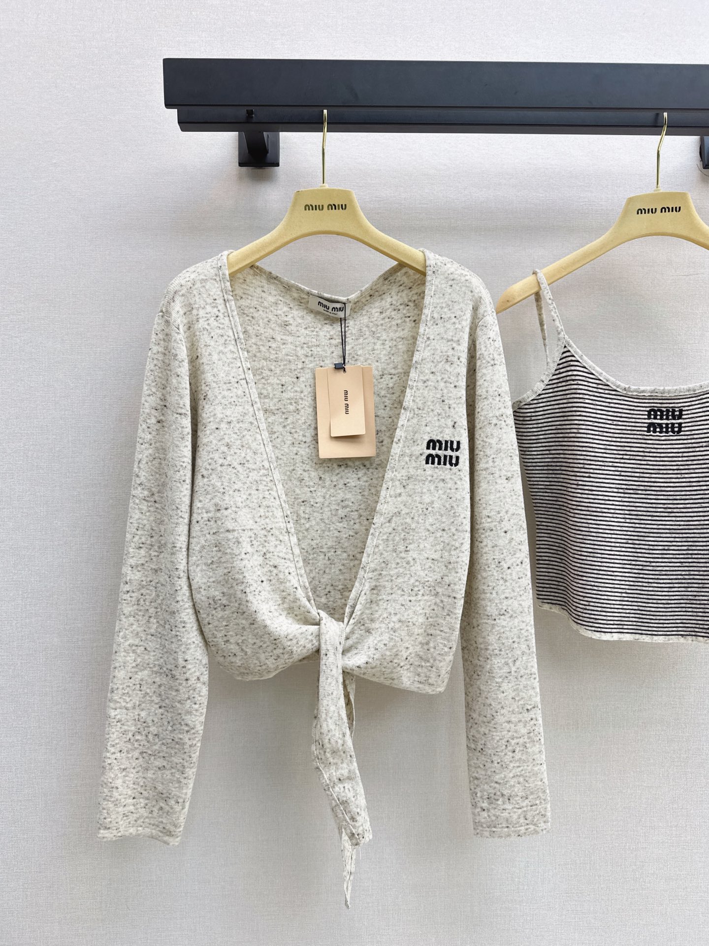 Miu 26fw stripe knit vest cardigan sets