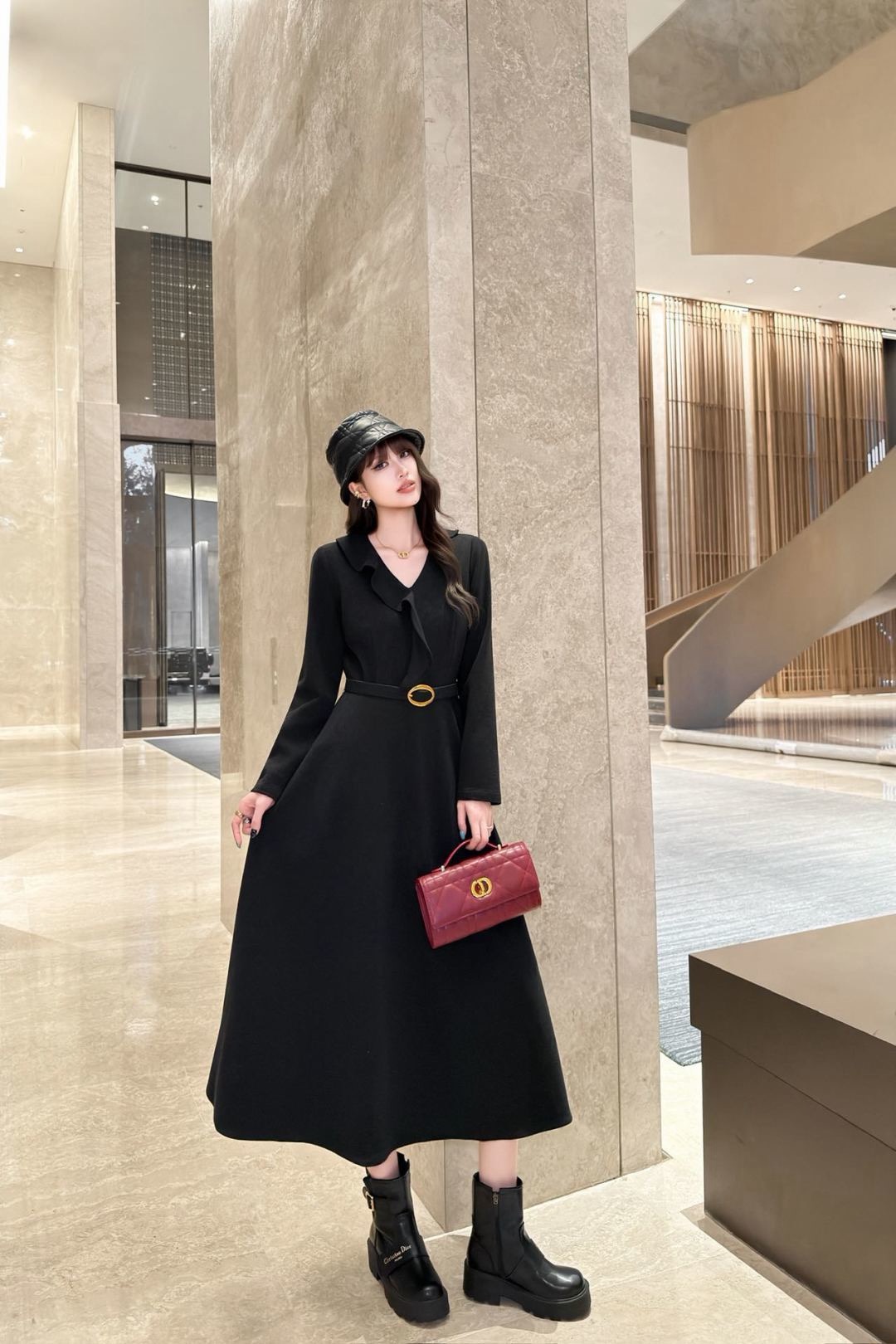 CD 26fw ruffle belted dress