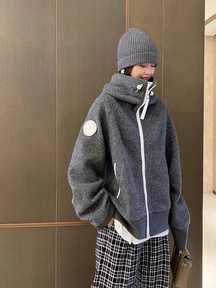 Can 26ss wool hooded jacket