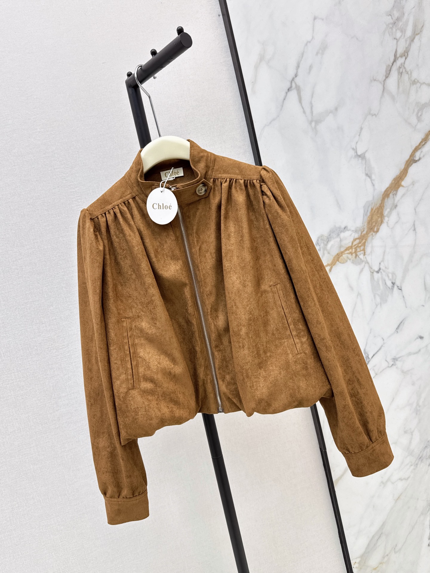 Chol 26fw suede fleece cropped jacket