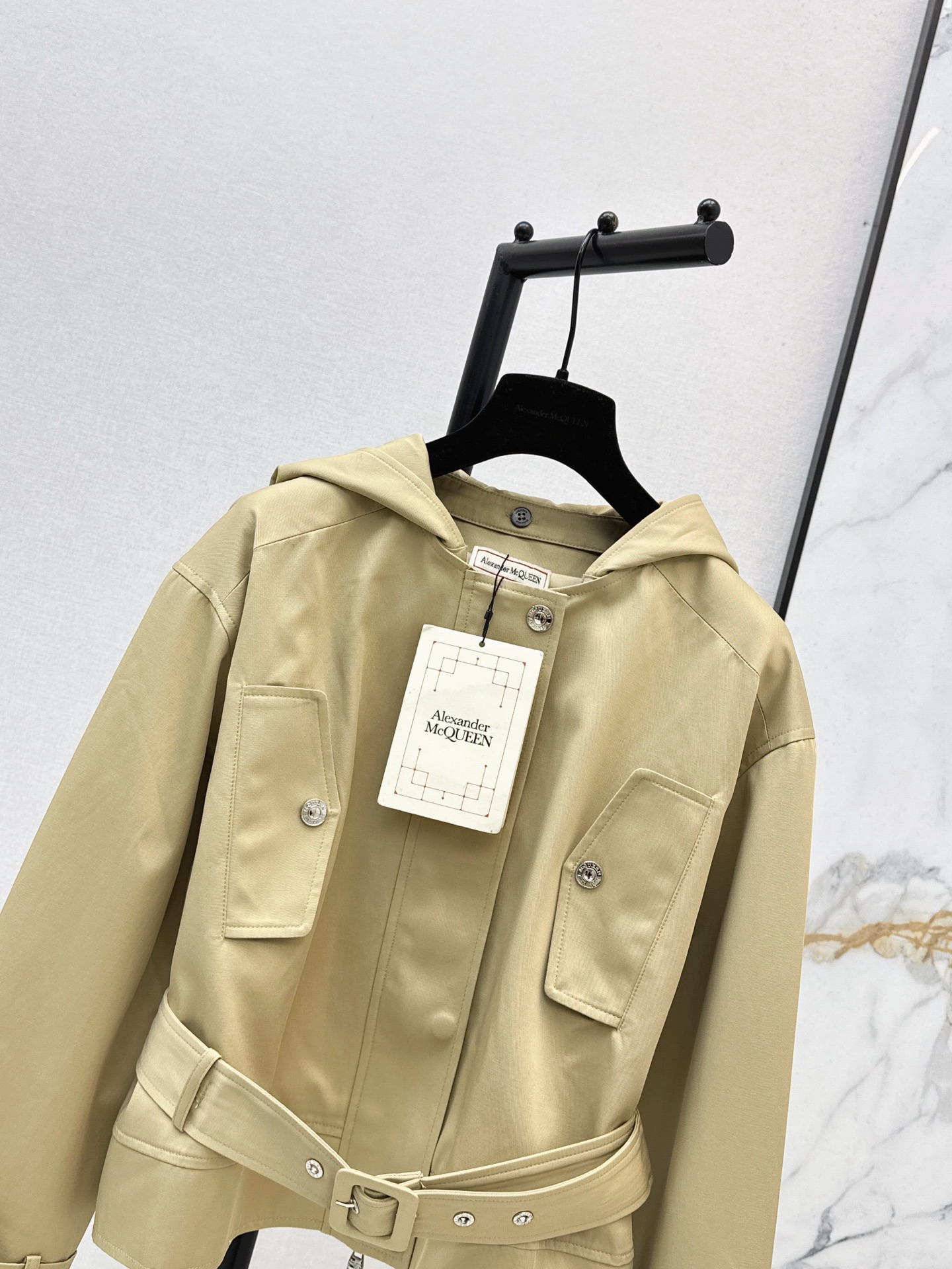 McQ 26fw hooded cropped trench coat