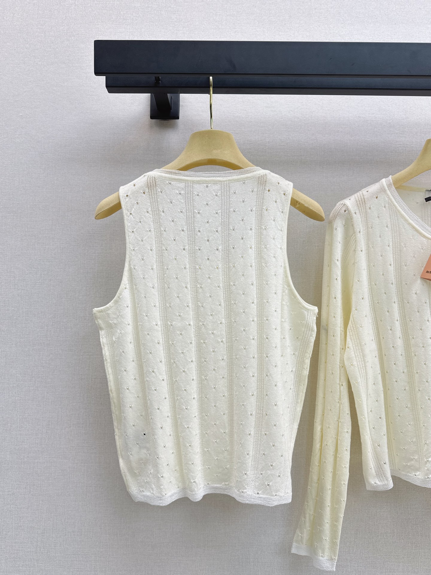 Miu 26fw lace trim knit cardigan vest sets