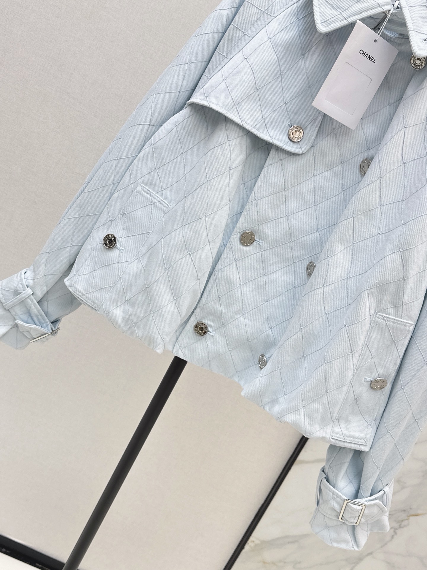 Chan 26fw cropped denim trench coats