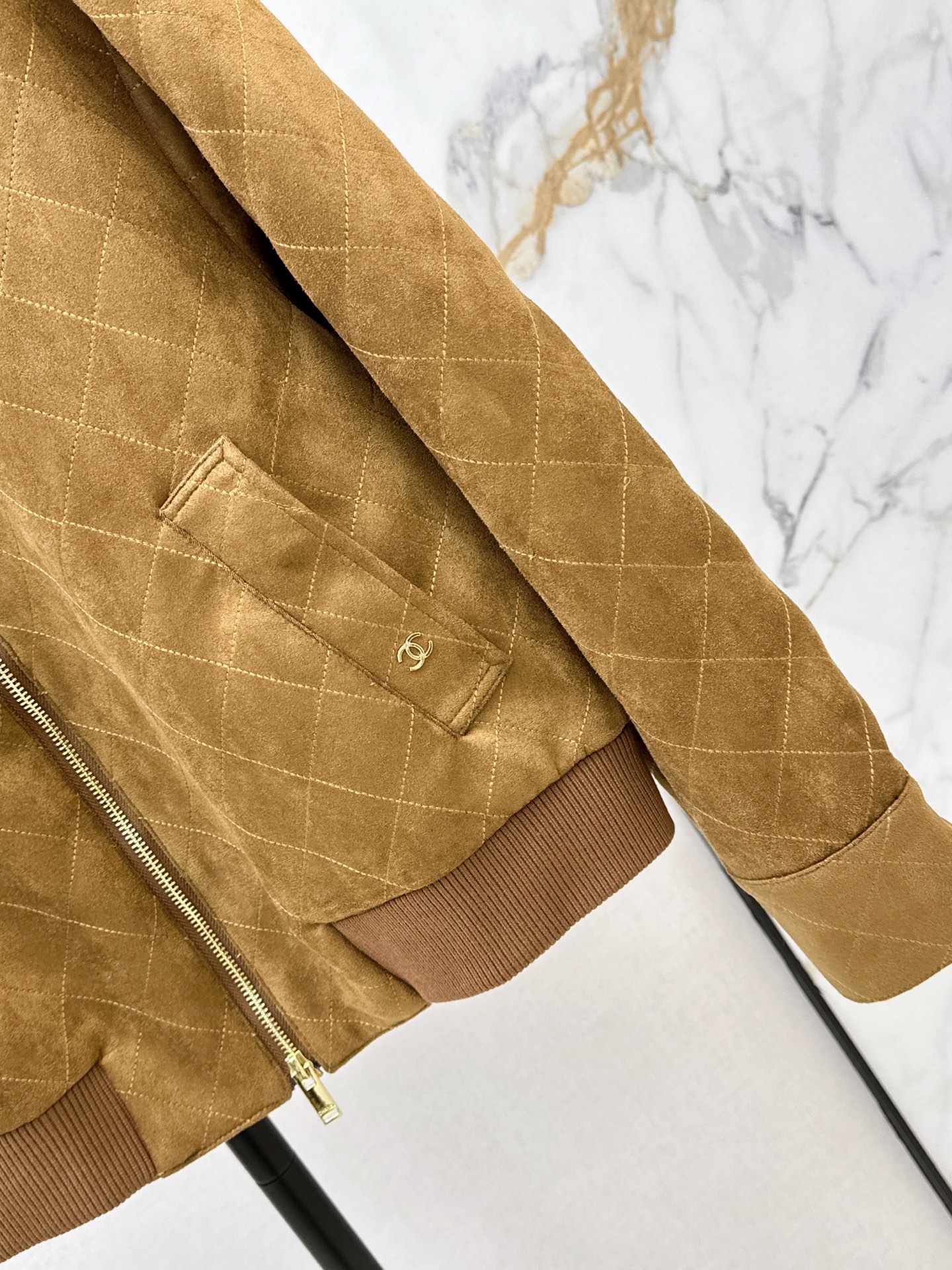 Chan 26fw suede fleece zipper jacket