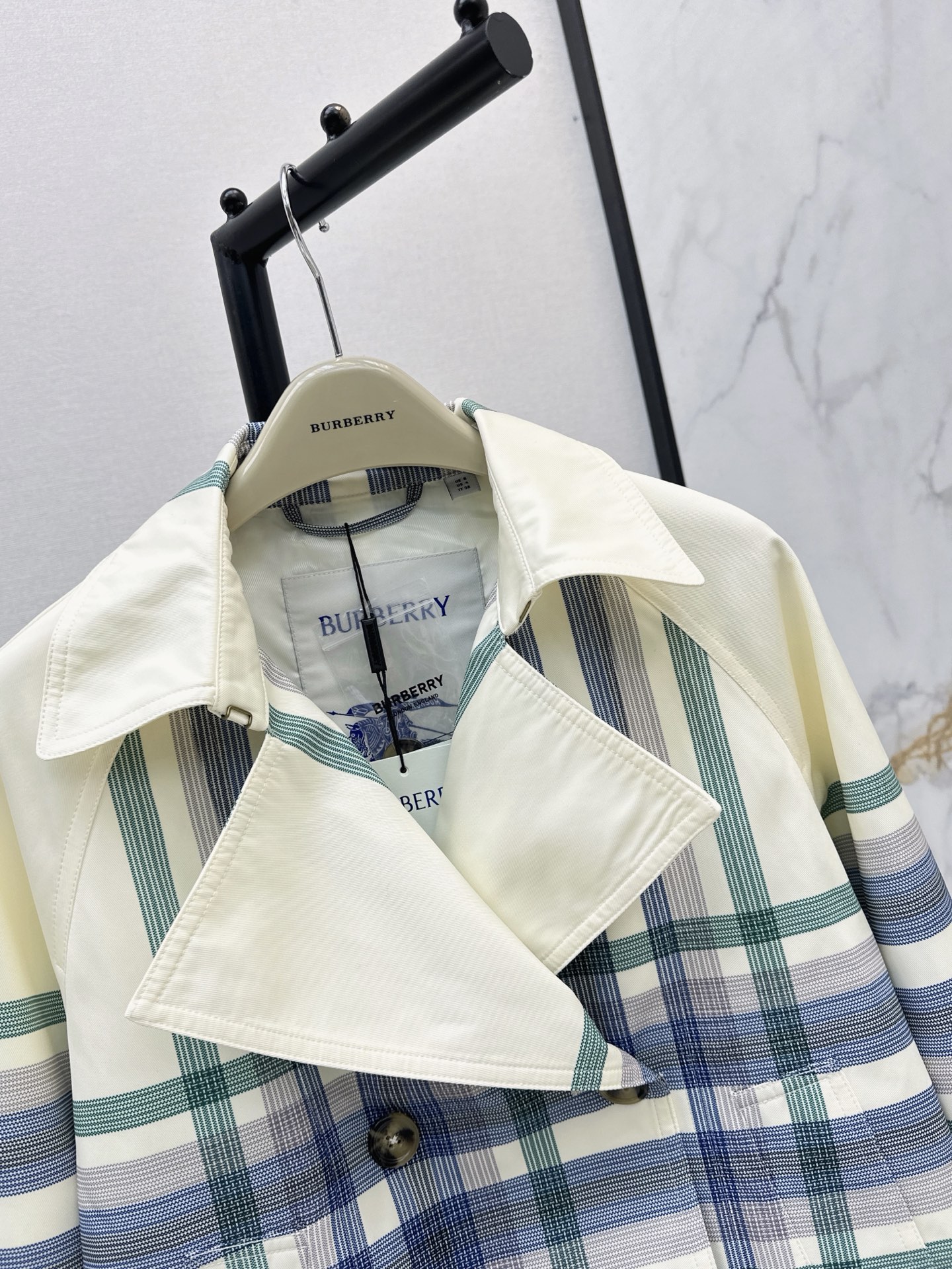 Bur 26fw check cropped trench coats