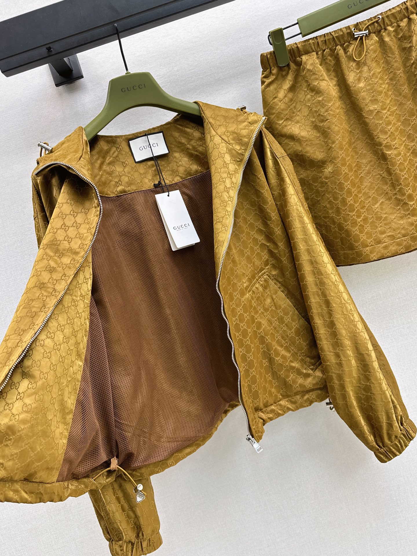 Guc 26fw jacquard hooded jacket skirt sets