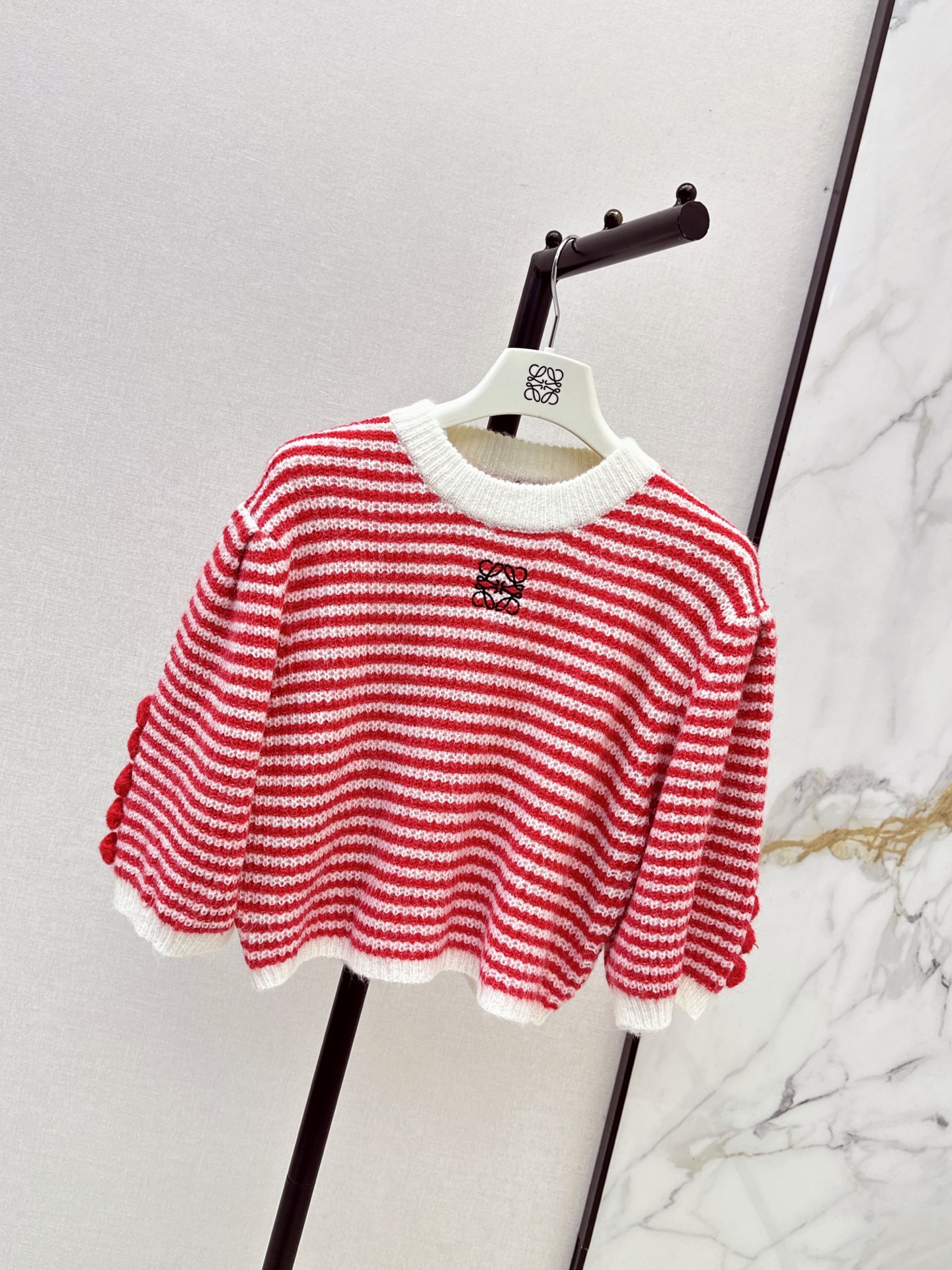 Loe 26fw stripe cropped knitwear