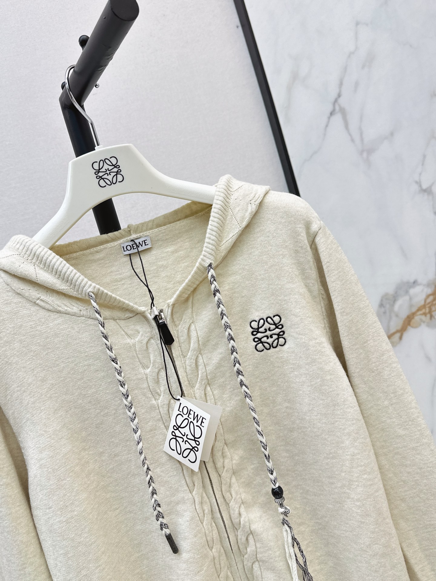 Loe 26fw hooded knit cardigan