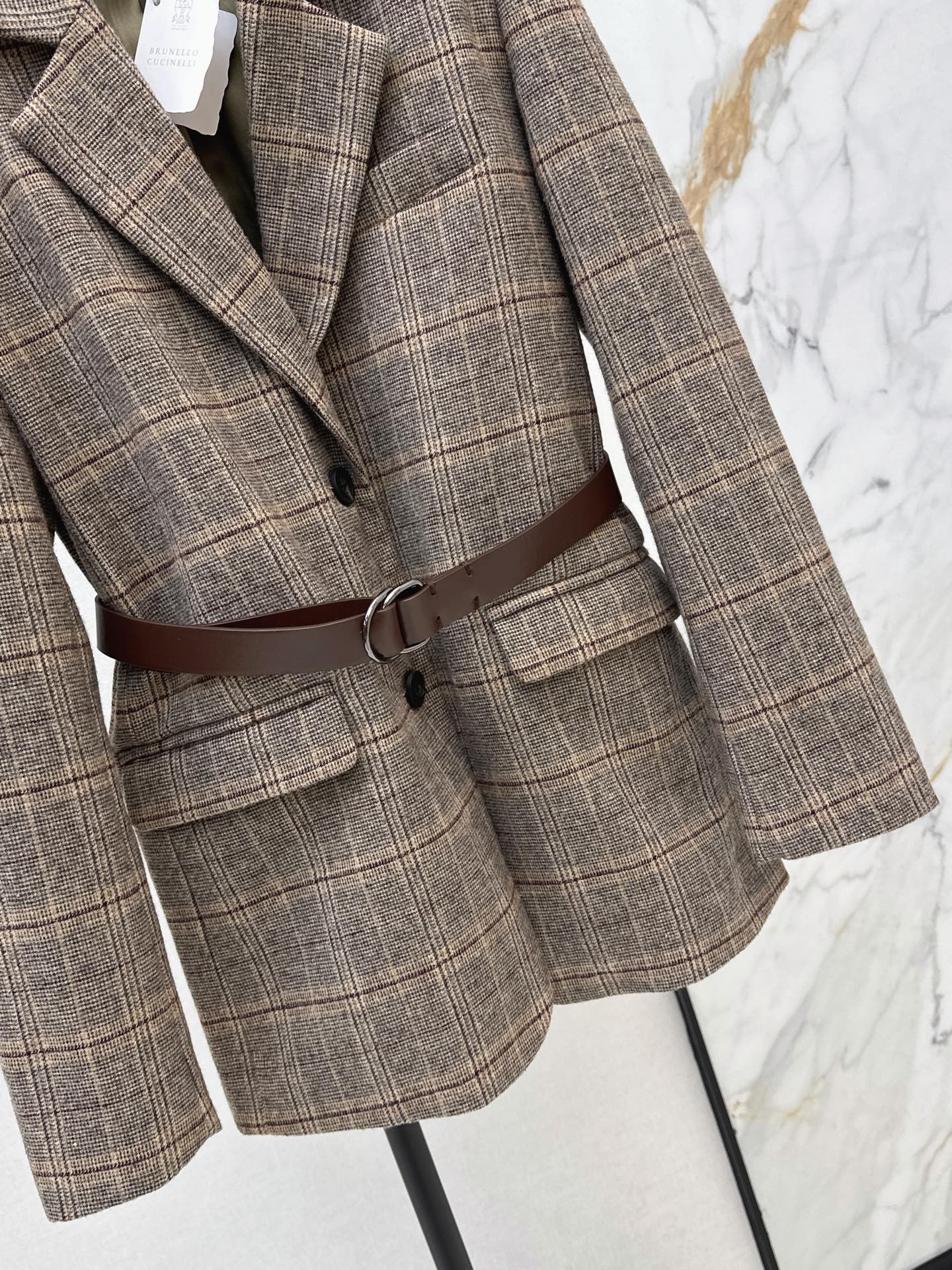 Brun 26fw check blazer