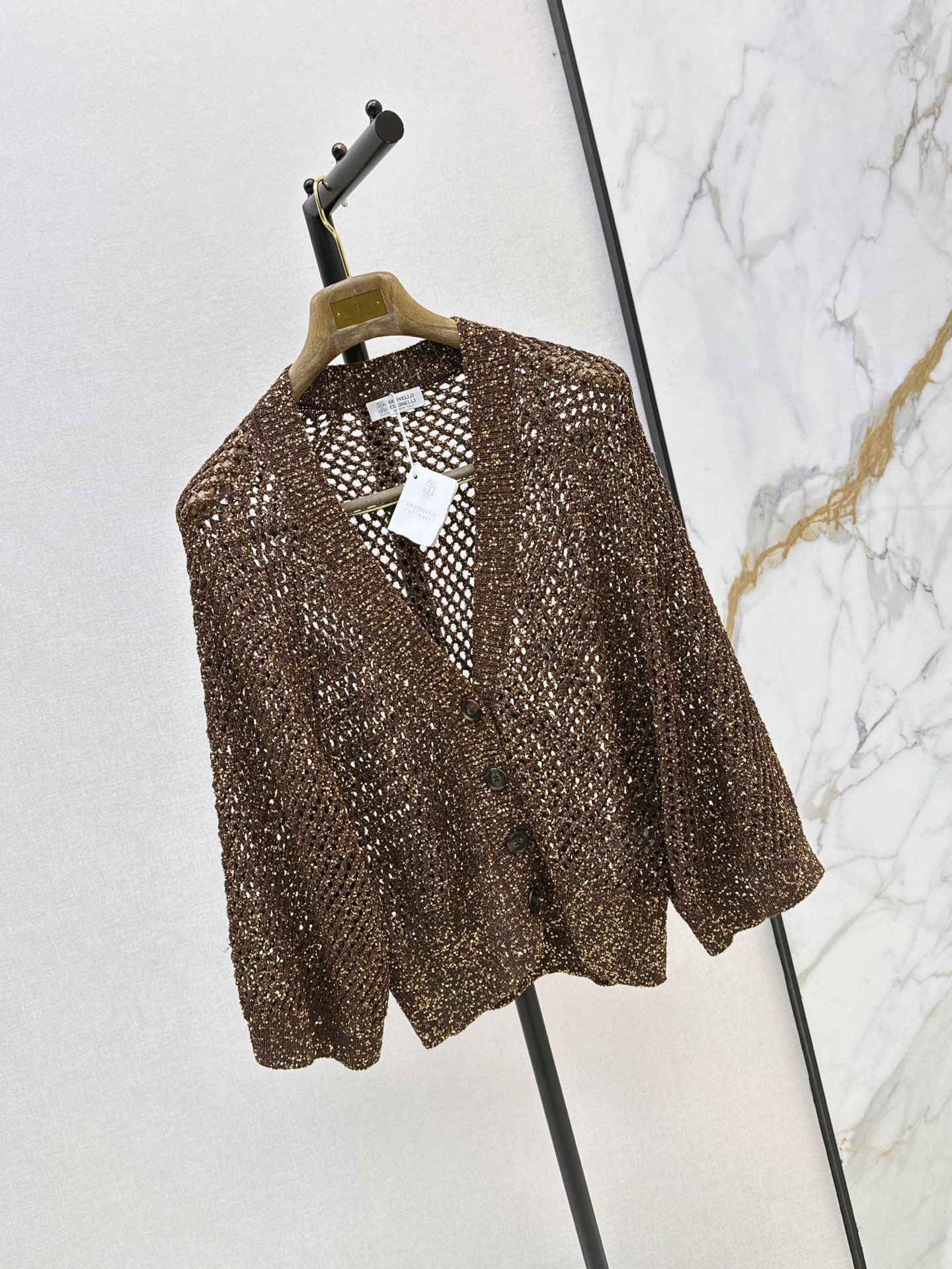 Brun 26fw embroidery sequin cardigan