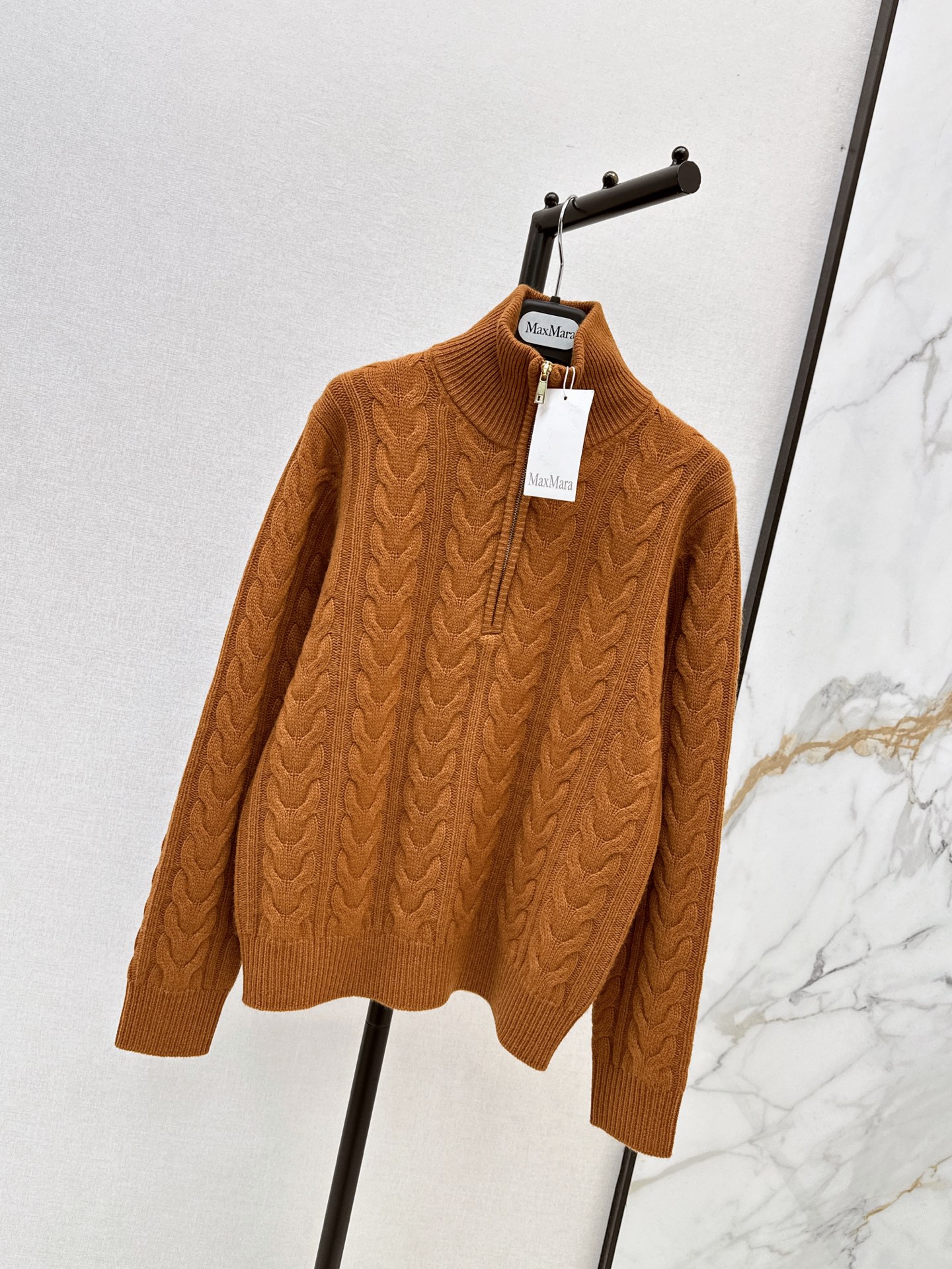 Max 26fw cable half-zip knit sweater
