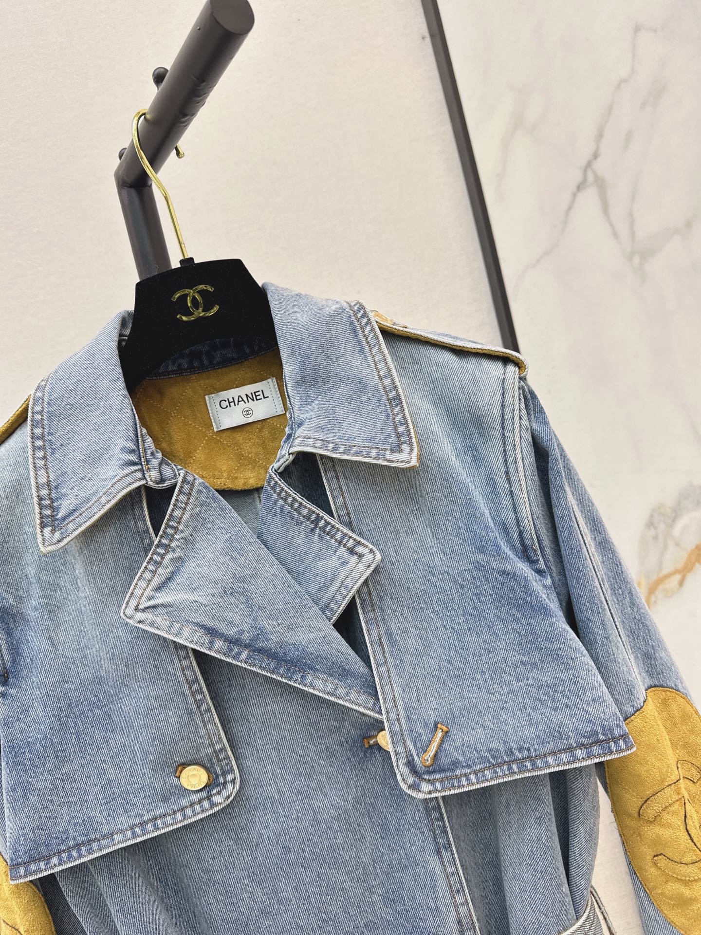 Chan 26fw suede fleece denim trench coats