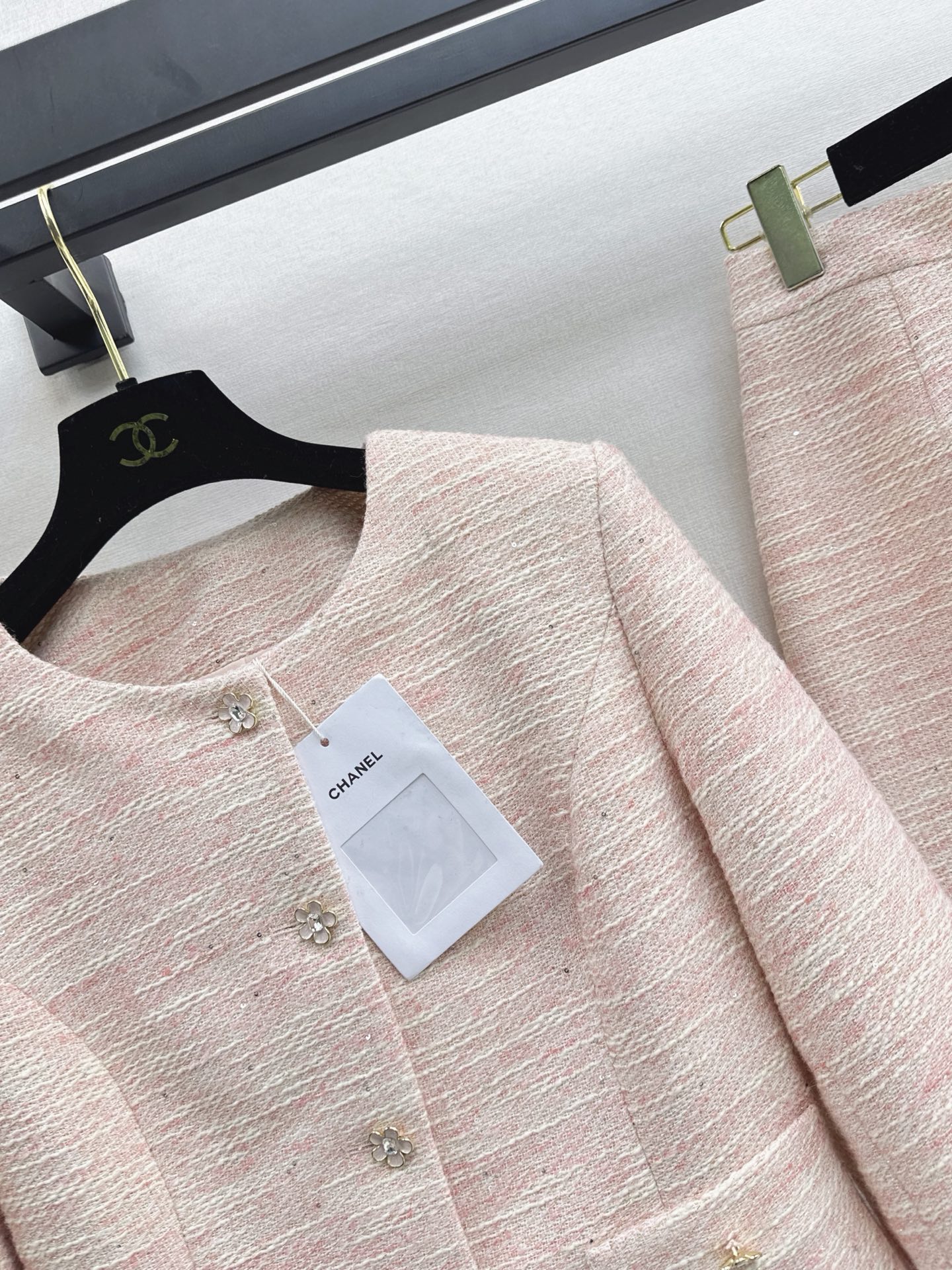 Chan 26fw tweed woven jacket skirt sets