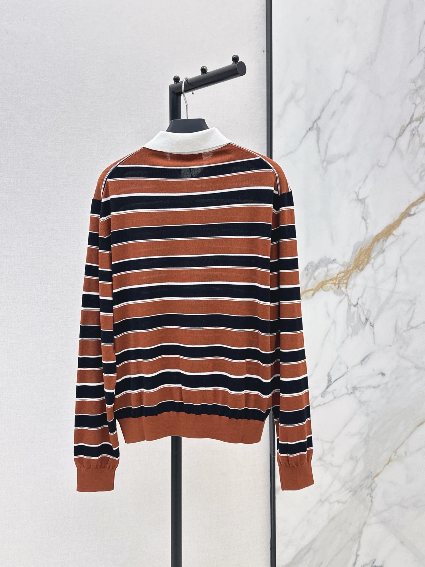 Pra 26fw stripe polo knitwear