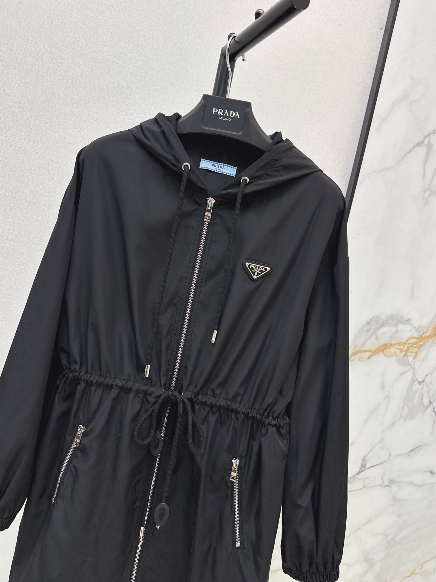 Pra 26fw drawstring hooded trench coats