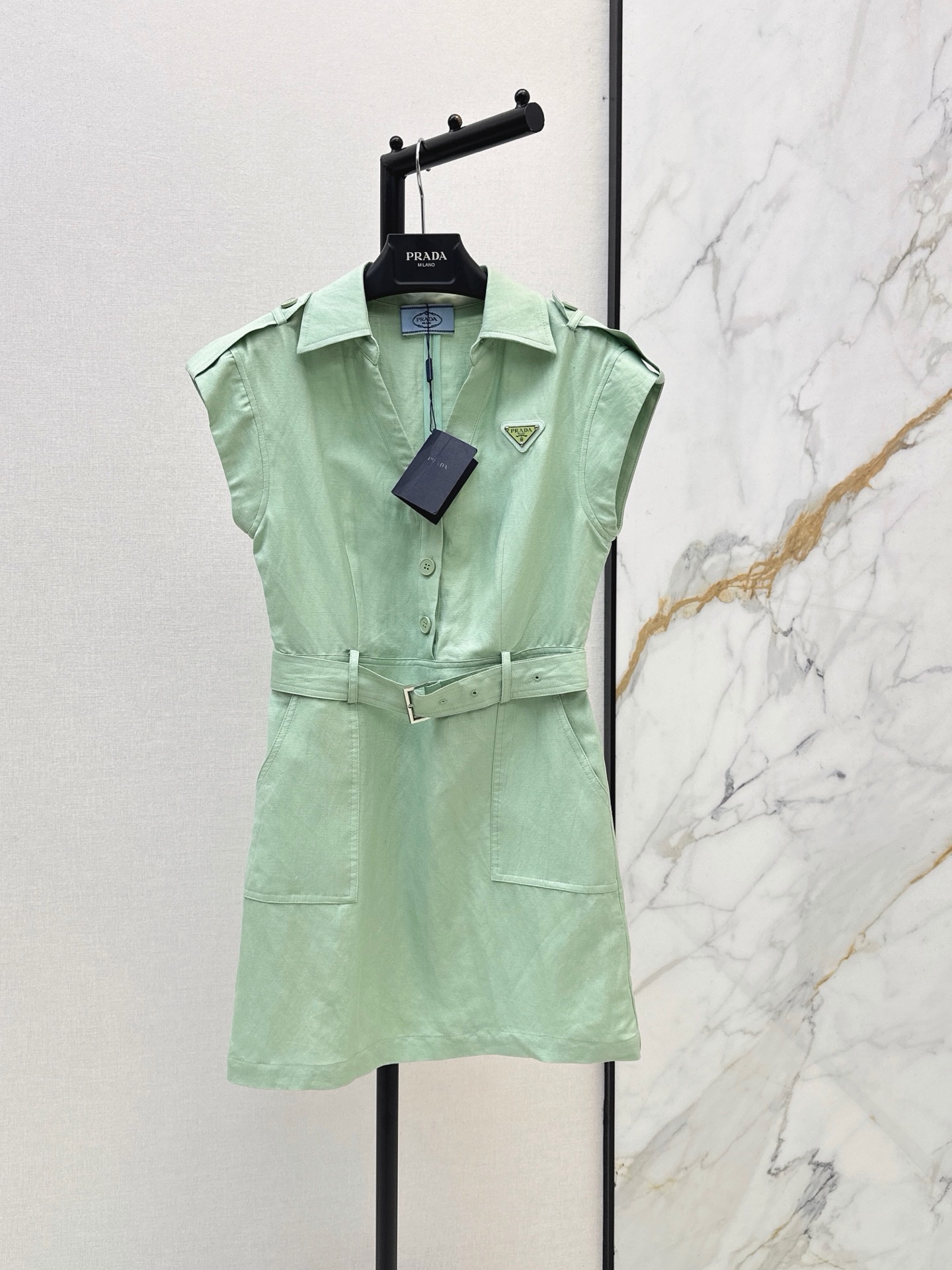 Pra 26ss sleeveless linen dress