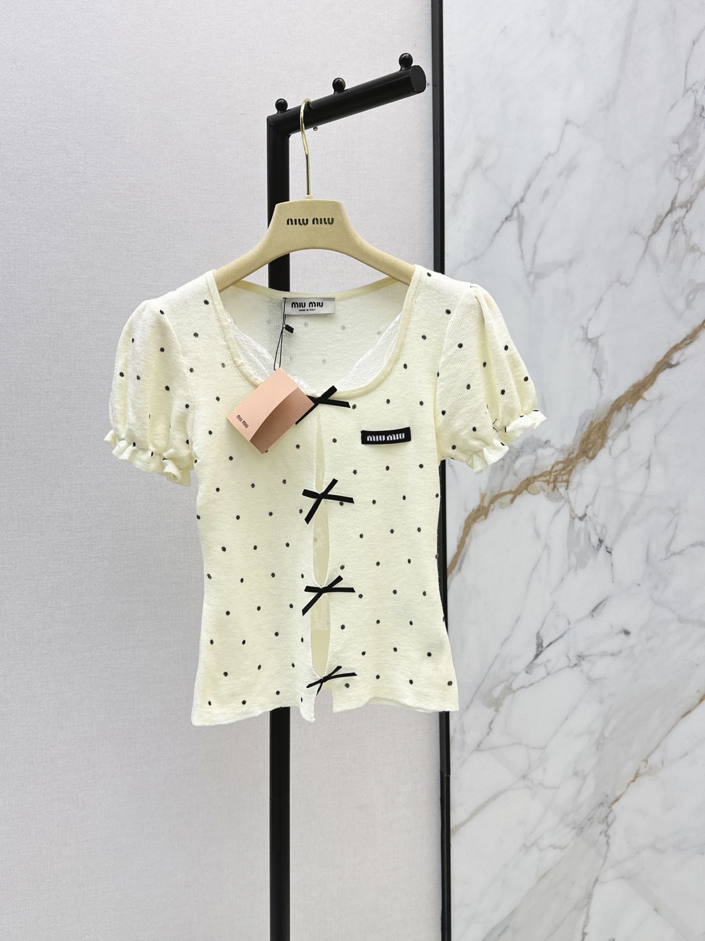 Miu 26ss pokla dots knit top