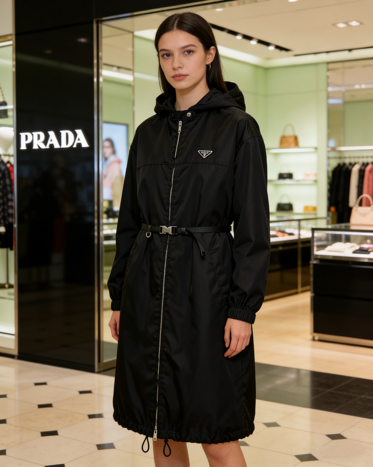 Pra 26fw long hooded zip jacket