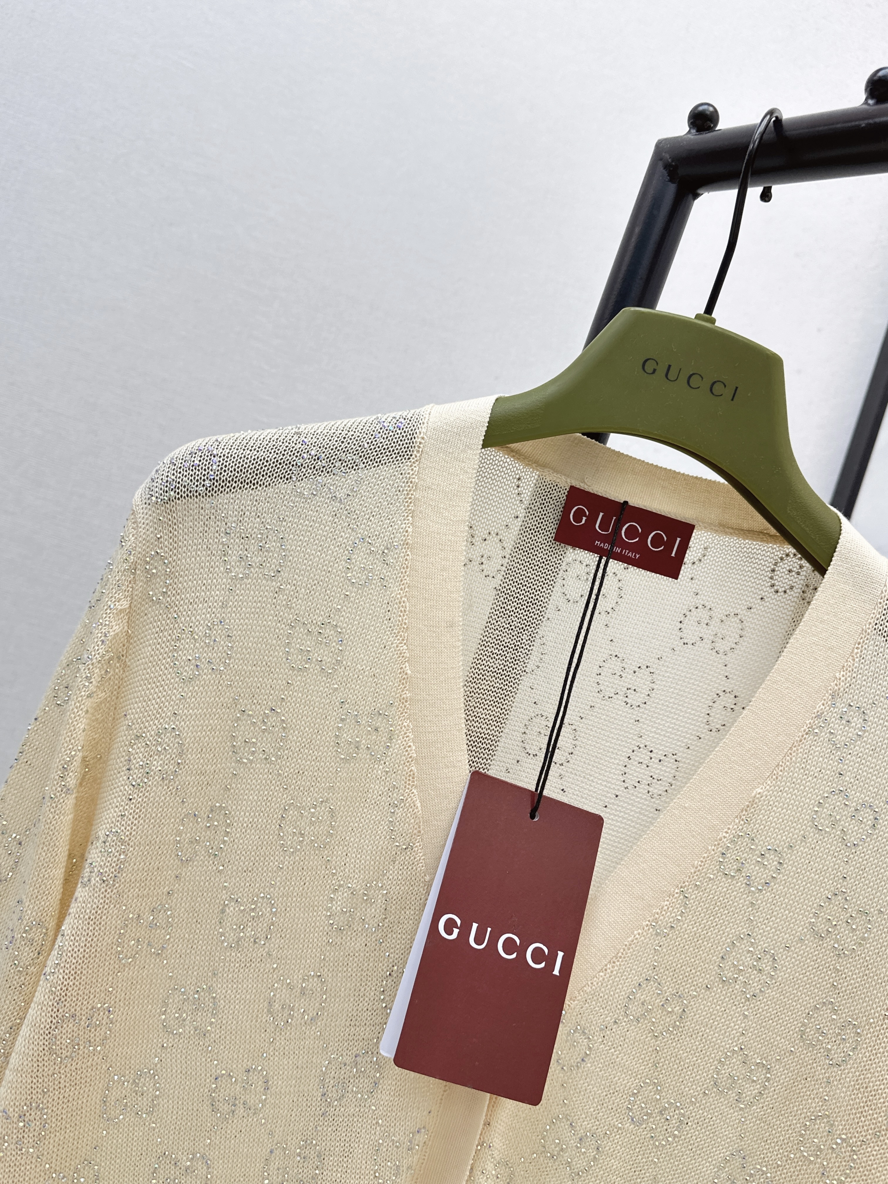 Guc 26fw Pale Yellow Knit Cardigan