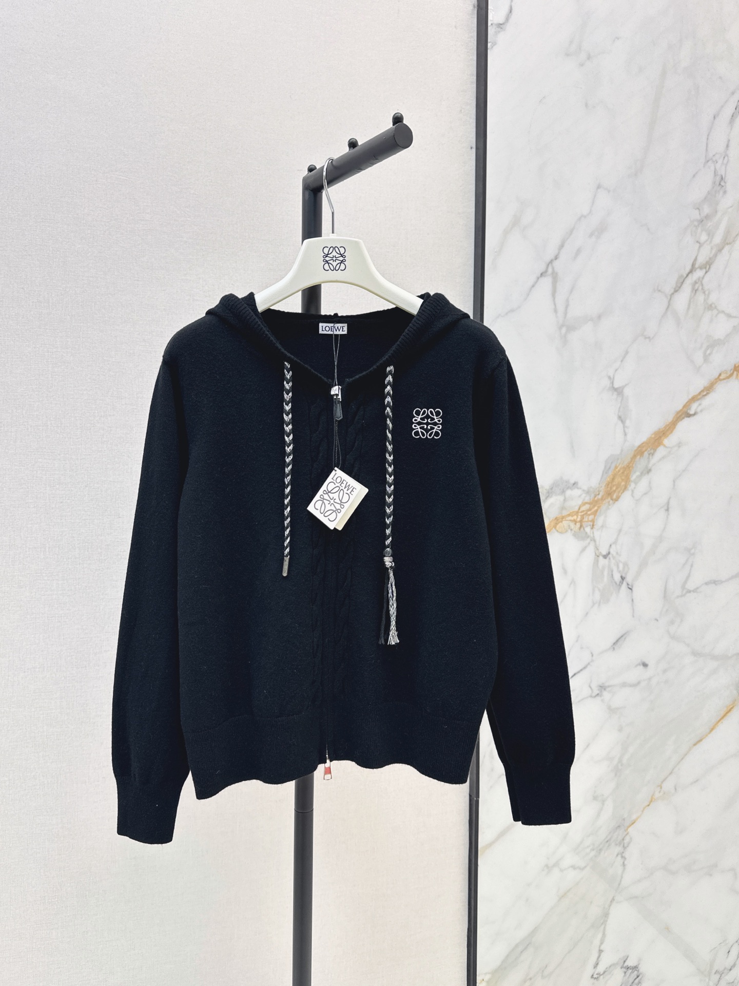 Loe 26fw hooded knit cardigan