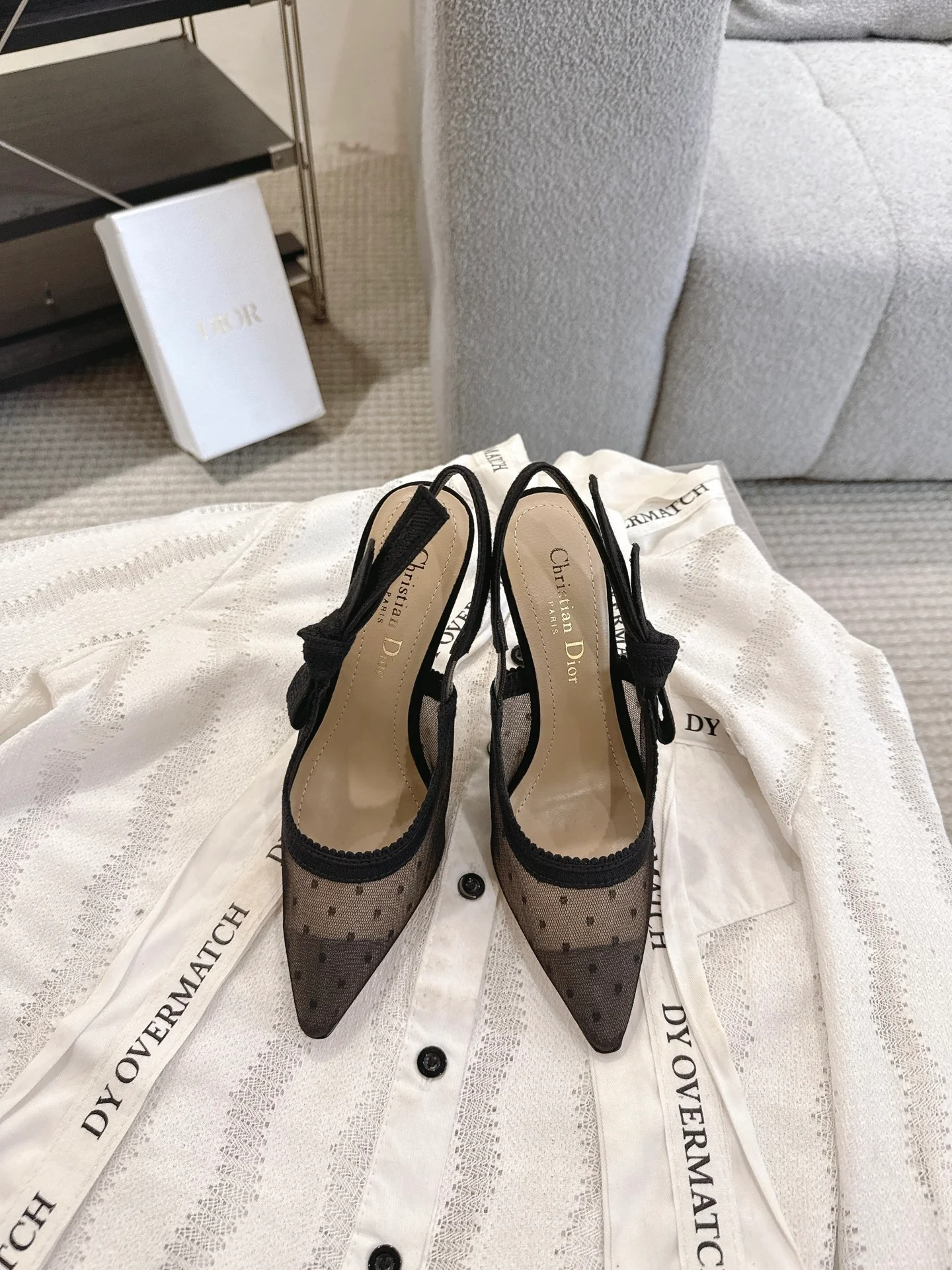 CD 25fw mesh slingback heels