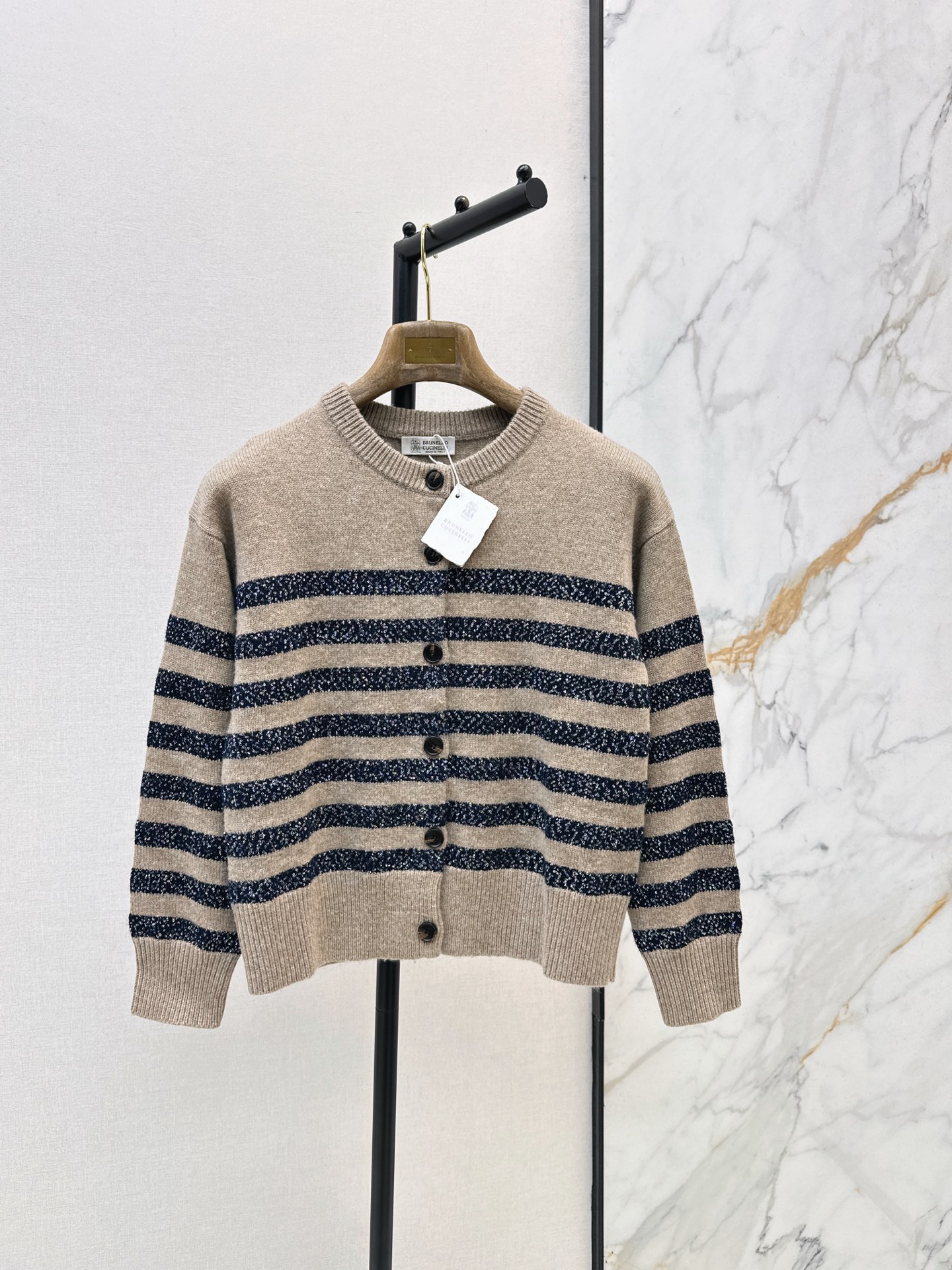 Brun 26fw stripe knit cardigan