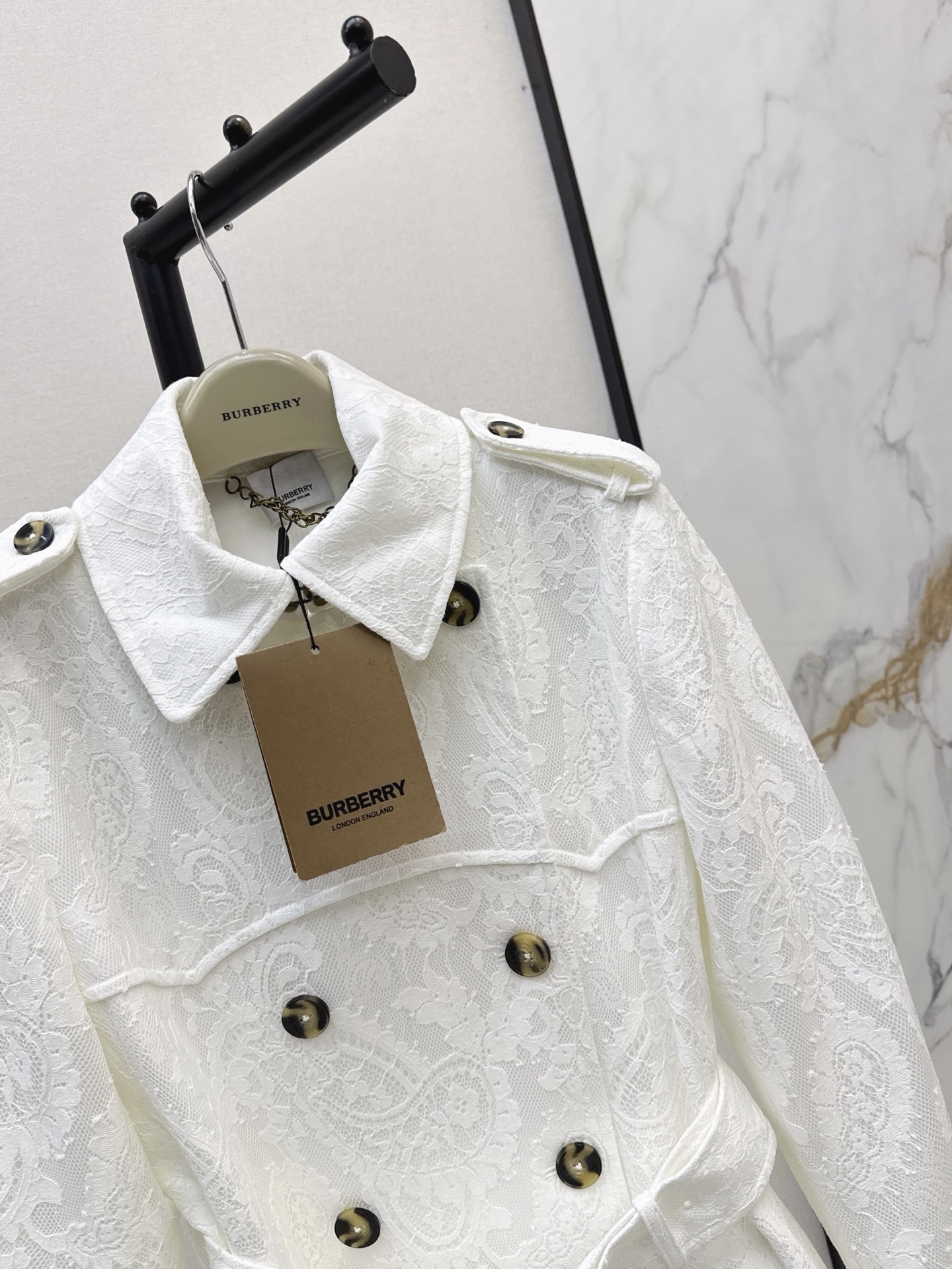 Bur 26fw lace cropped trench coats