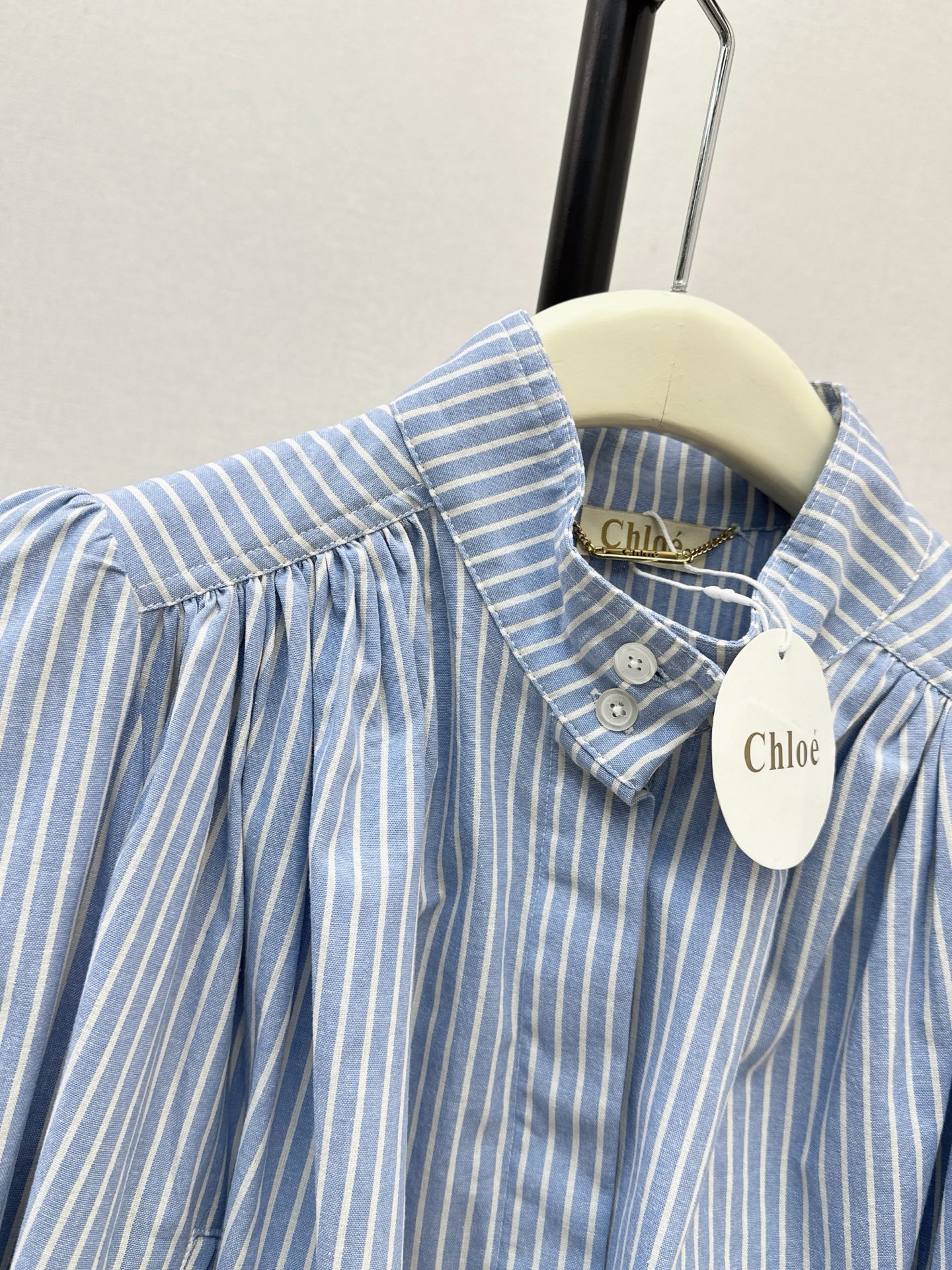 Chol 26fw stand collar stripe shirt