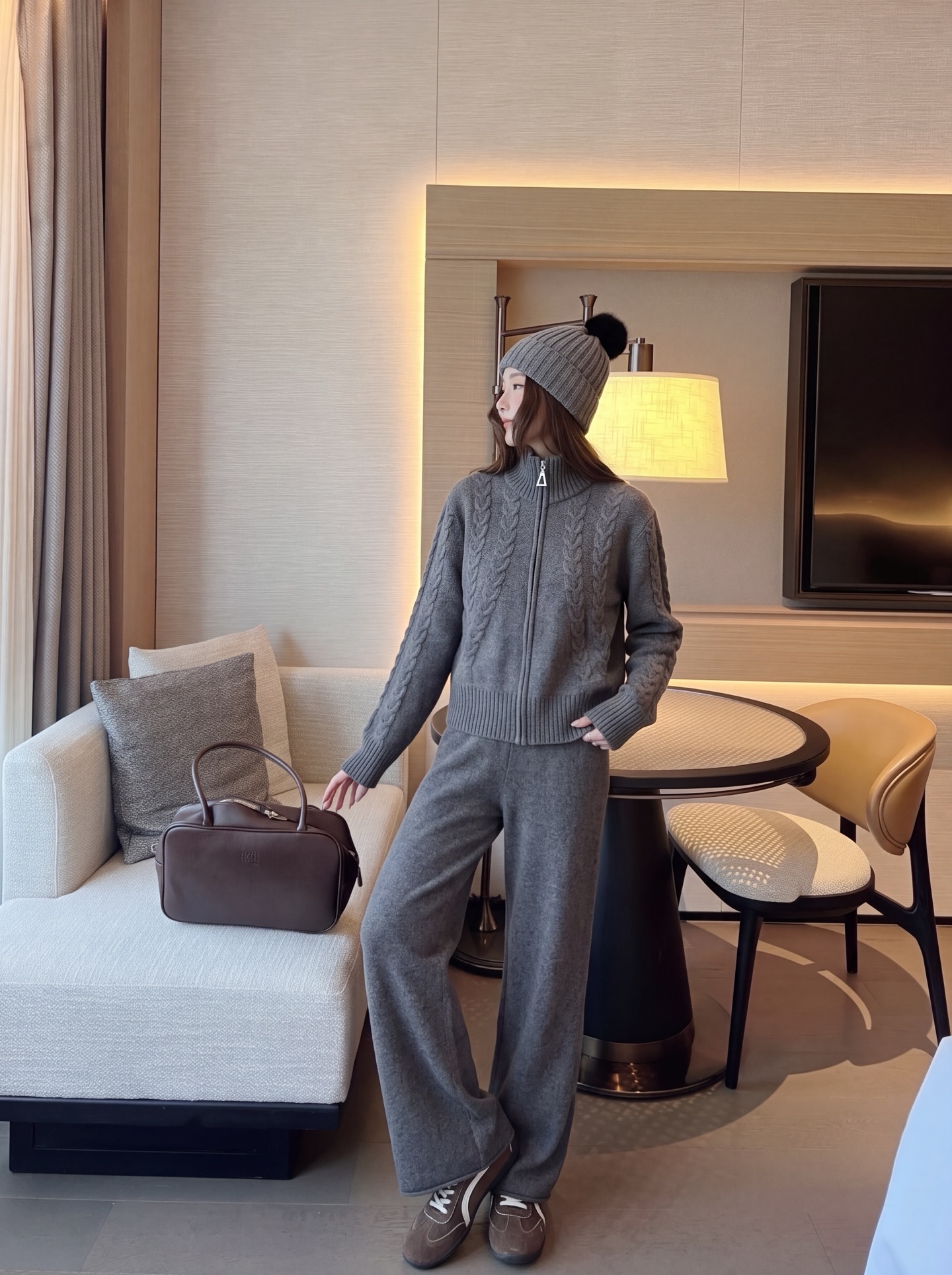 Max 26fw jacquard knit cardigan pants sets