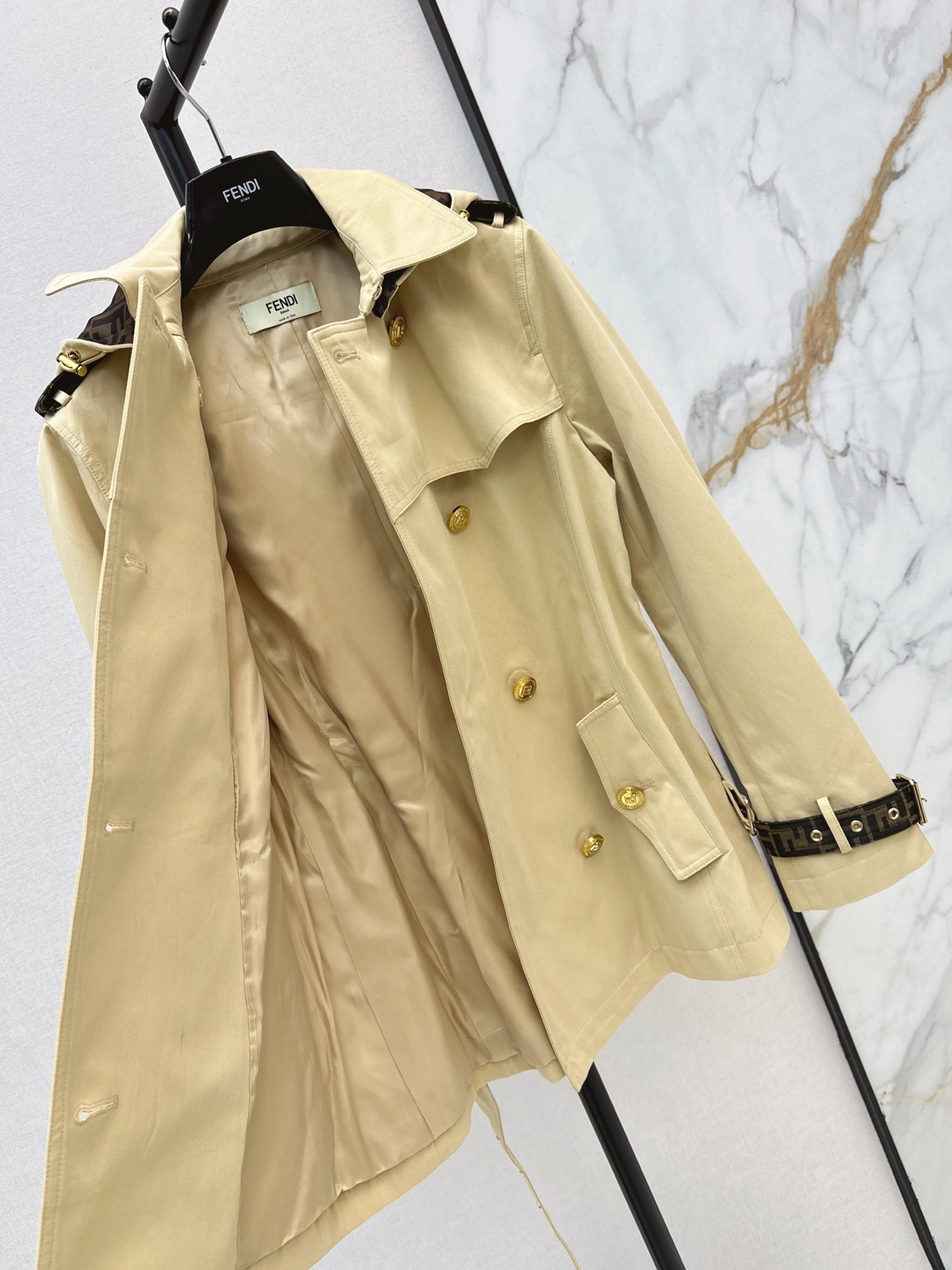 Fen 26fw hooded belted trench coats