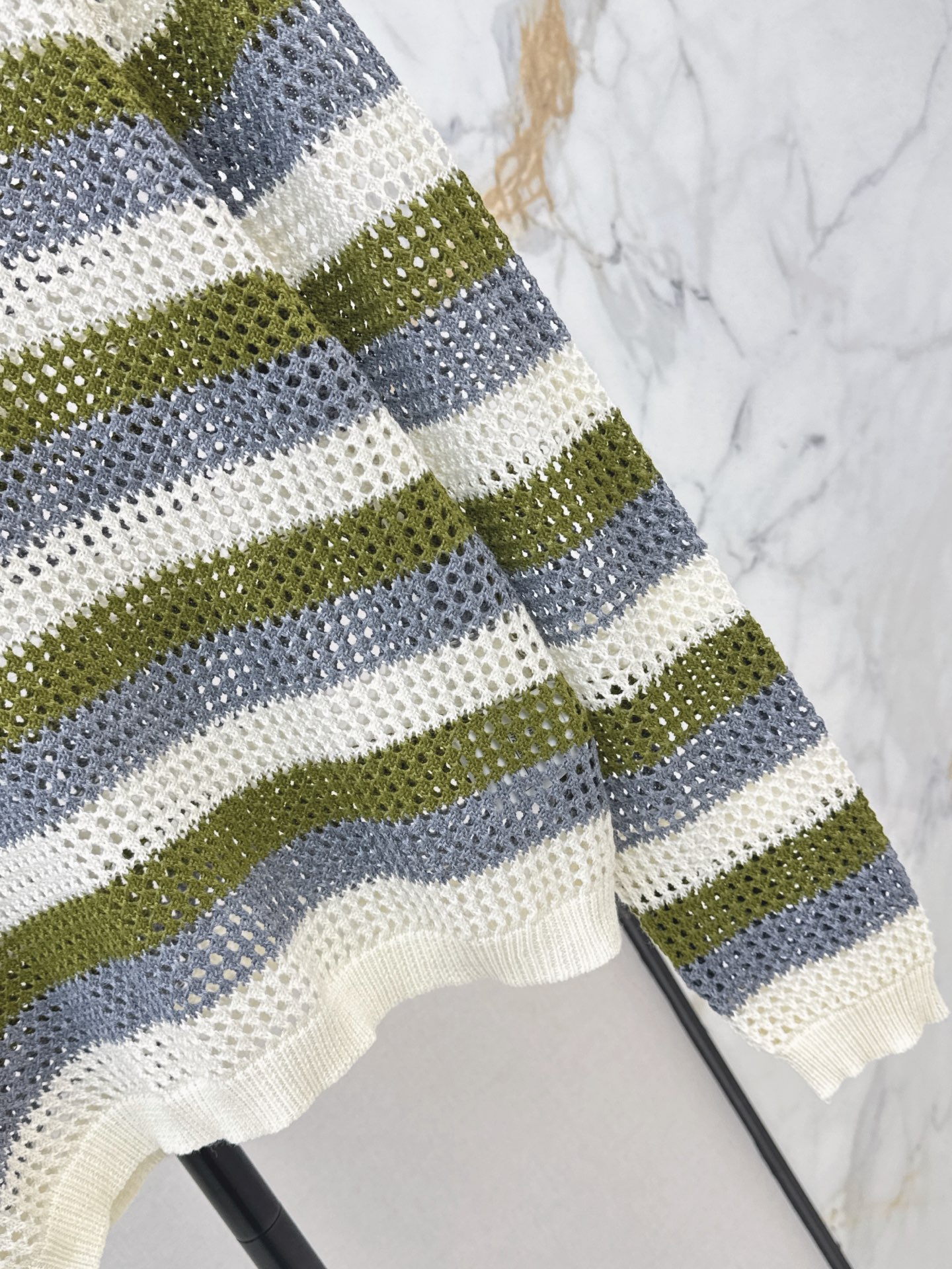 Chan 26fw stripe hollow knit sweater