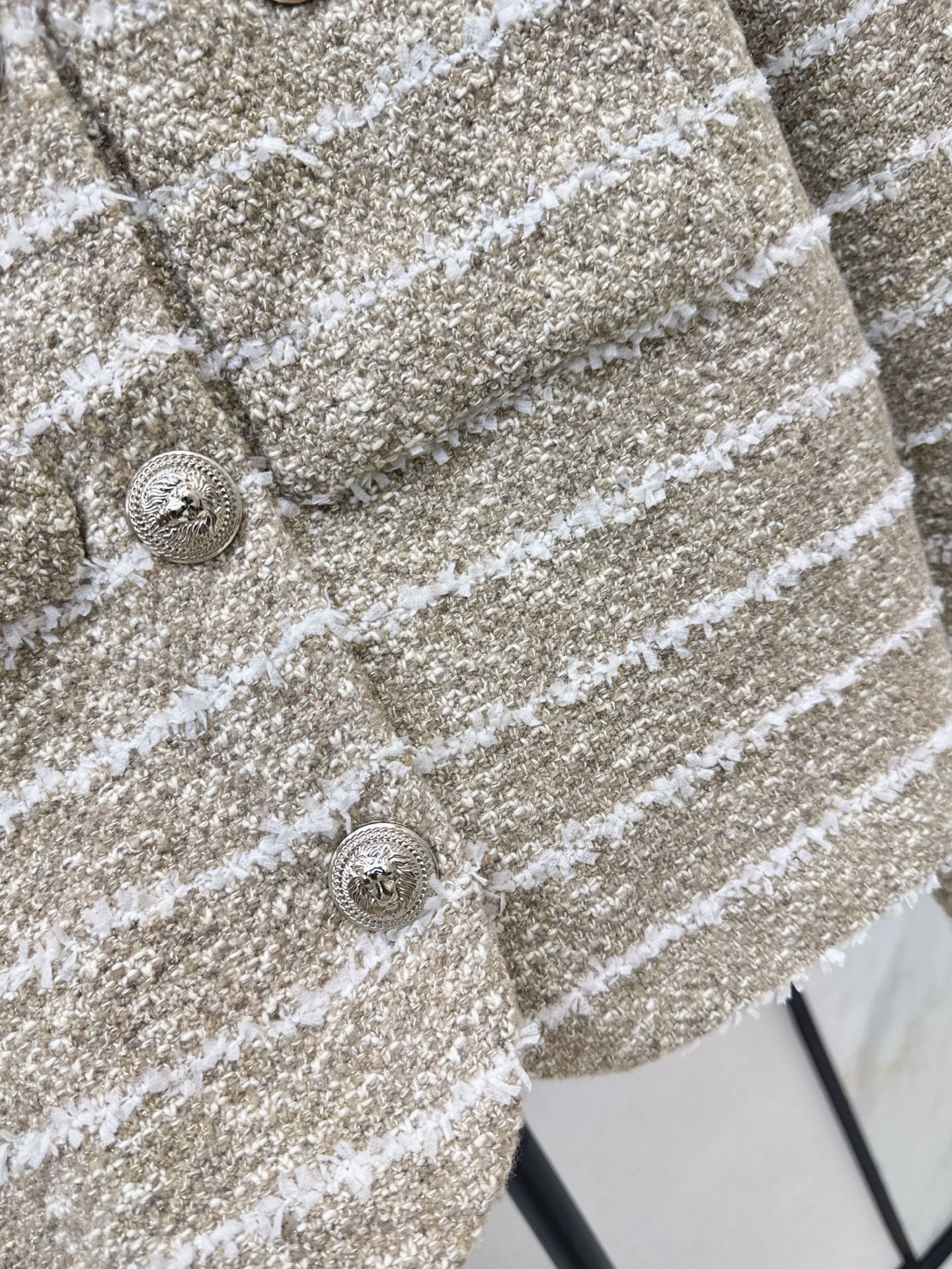 Bal 26fw stripe knit cardigan