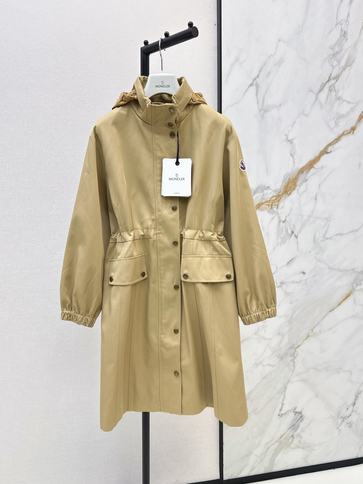 Monc 26fw hooded drawstring trench coats