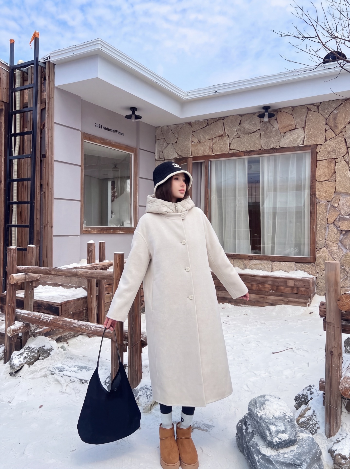 Max 26fw hooded down vest woolen overcoats sets