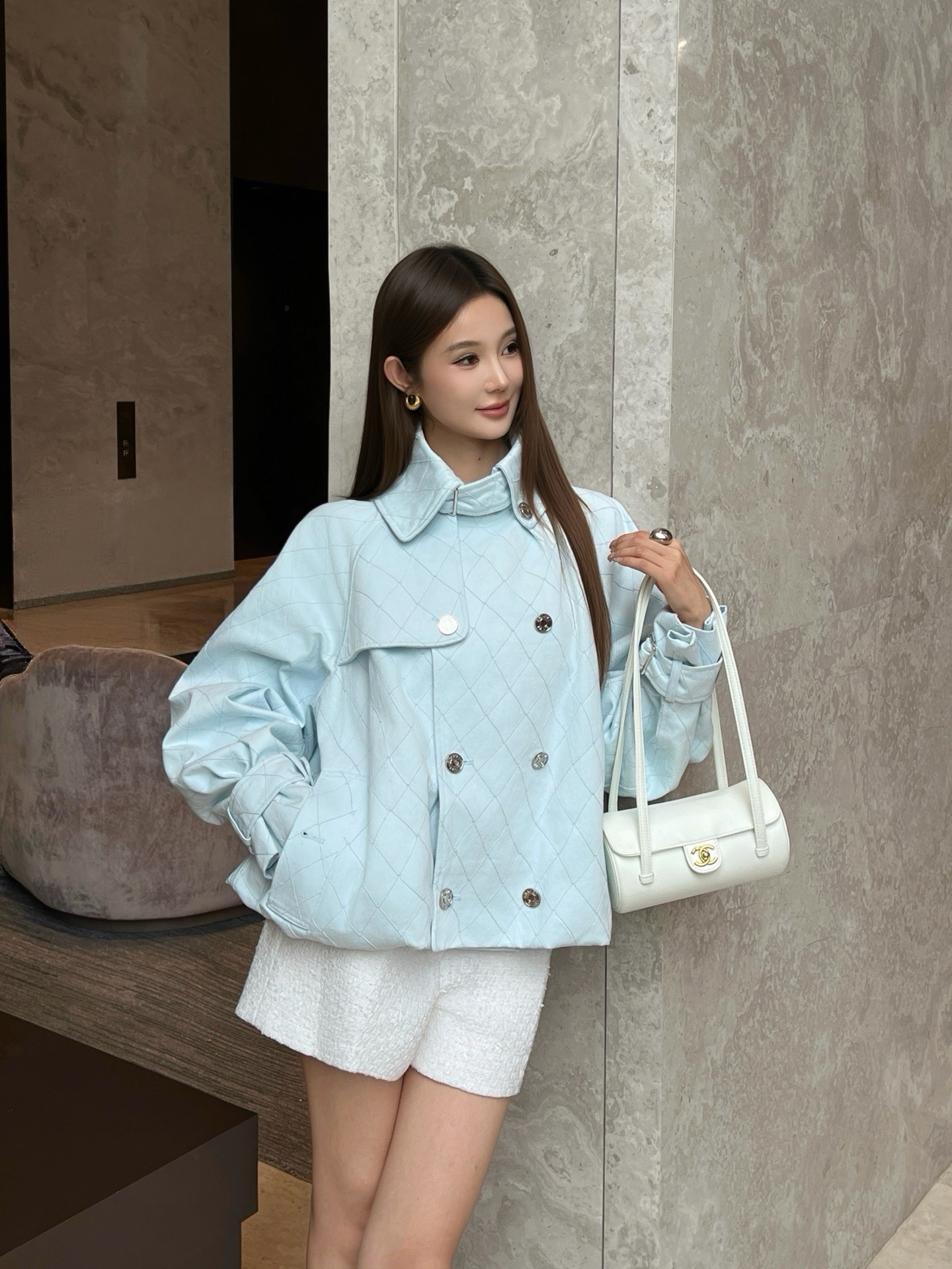 Chan 26fw denim cropped trench coats